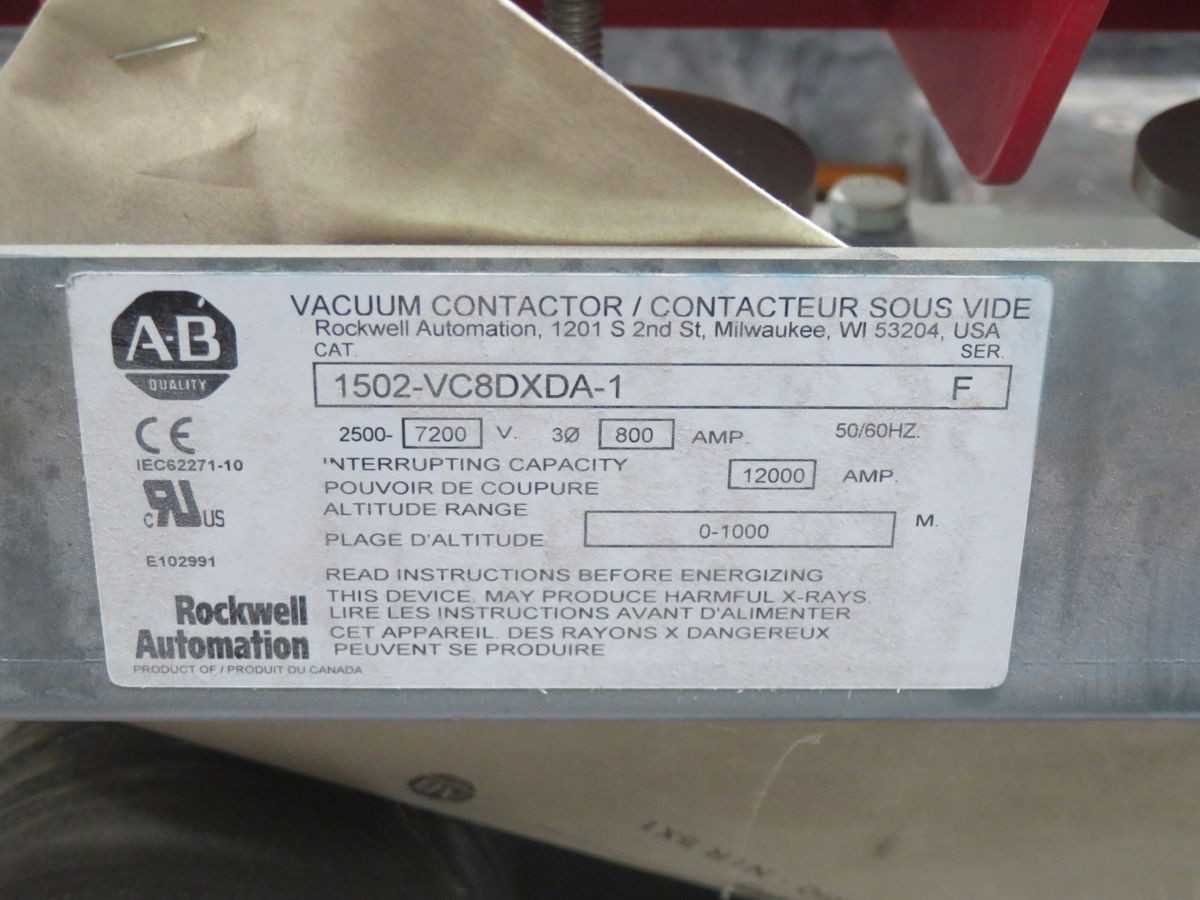 ALLEN BRADLEY 1502-VC8DXDA-1 CONTACTOR, 800 A RATING, 7.2 KVAC VOLTAGE, 50/60 HZ FREQ - AC CONTACTOR
