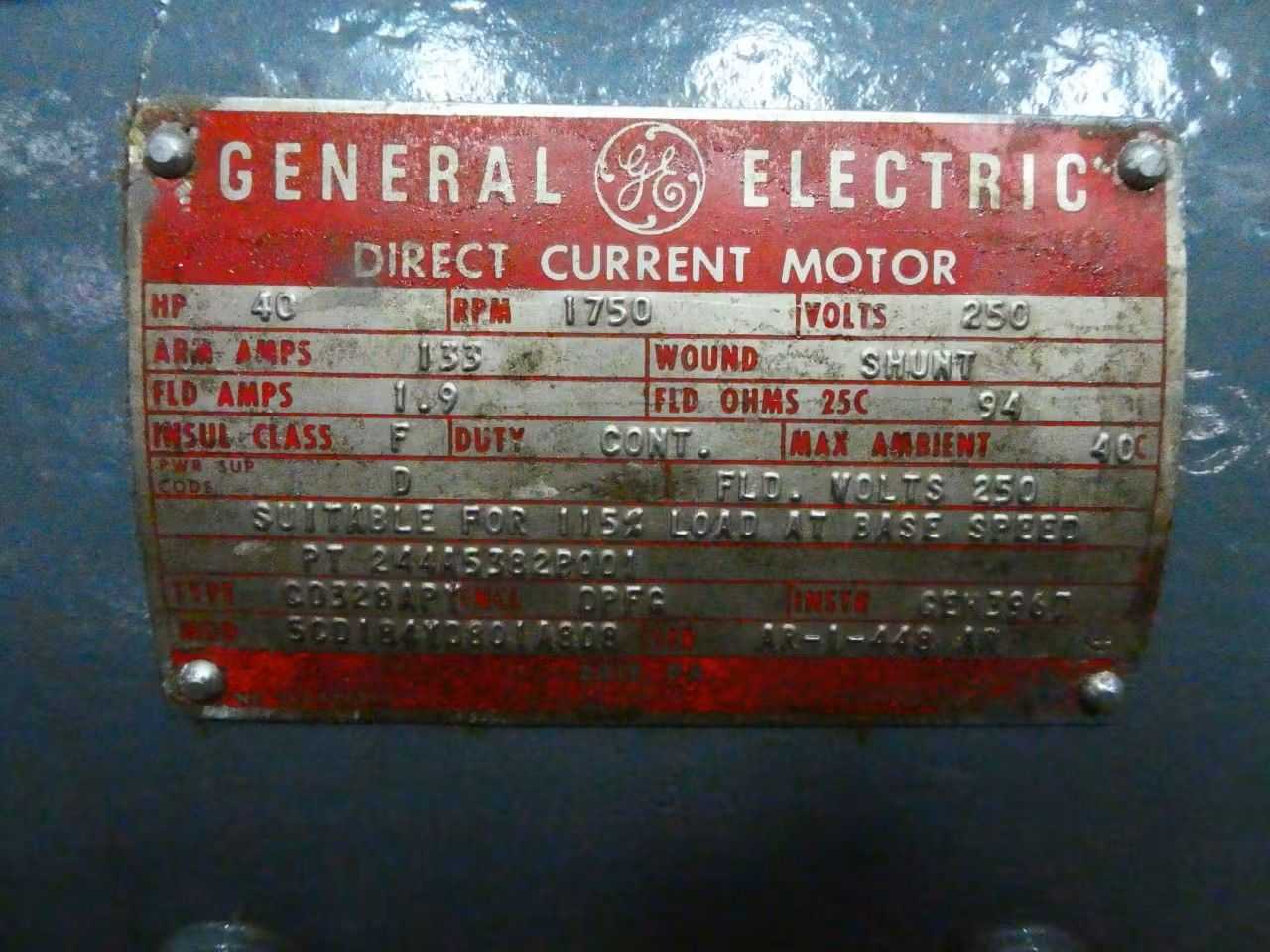 SKU 1711235 - GENERAL ELECTRIC 5CD184YD801A808 DC MOTOR - DC MOTOR