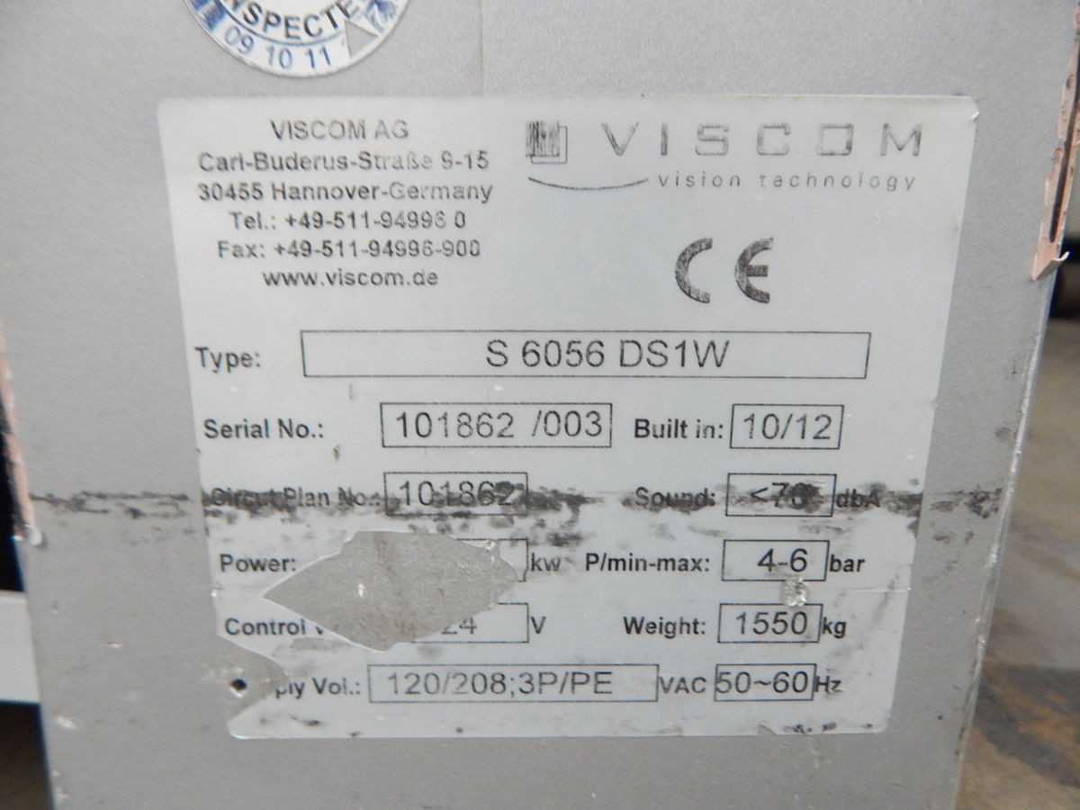 VISCOM 6056 DS1W, PCB ASSEMBLY, 3D AOI SYSTEM, 8-12 MP CAMERA, 25-30 MM CLEARANCE, 220 VAC 3 PHASE POWER - X-RAY INSPECTION