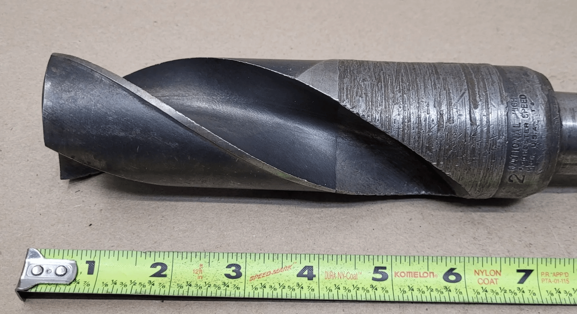 NATIONAL 2-INCH TWIST DRILL, 4MT SHANK, 12" OAL, 6" FLUTE, 5" SHANK, 2 SPIRAL FLUTES - MACHINE TOOLING