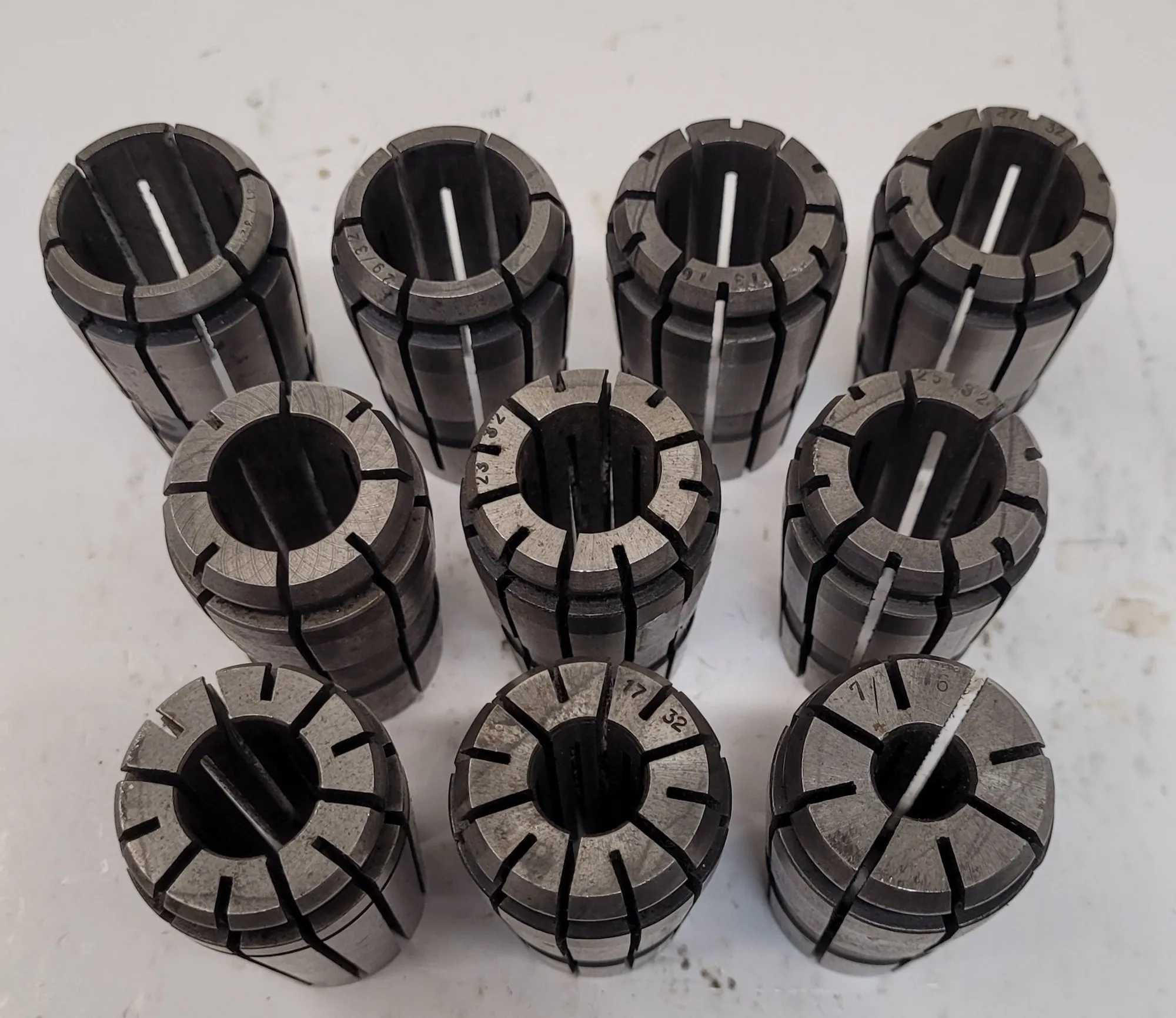 ERICKSON COLLETS - SET OF 10, VARIOUS SIZES (7/16" TO 31/32") - MACHINE TOOLING