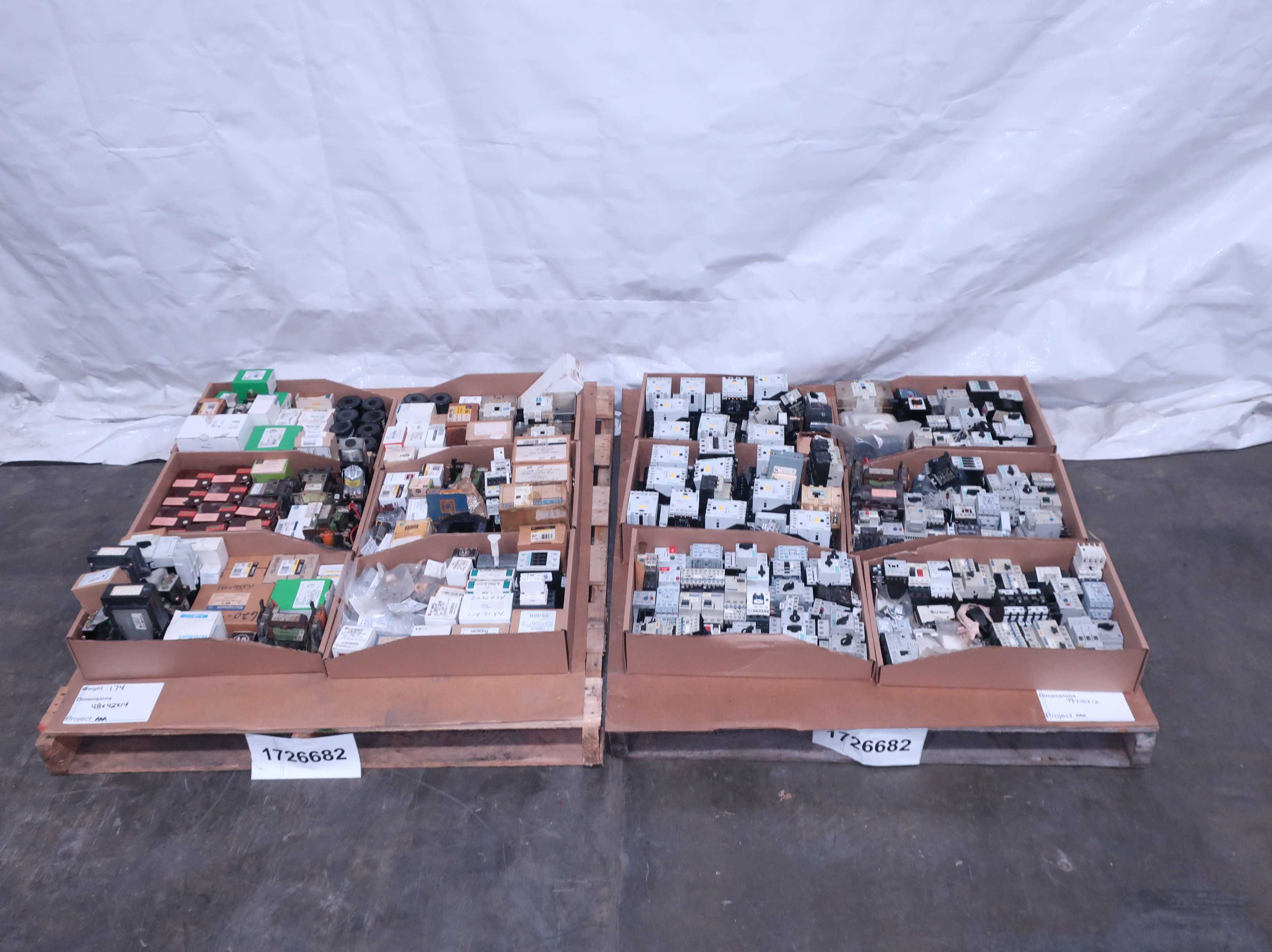 SKU 1726682 - 2 PALLETS OF ASSORTED MOTOR STARTERS, CONTACTORS AND OVERLOAD RELAYS - ELECTRICAL COMPONENTS