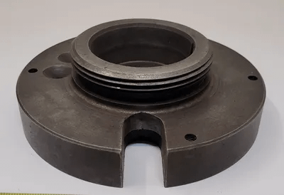 8" FACE PLATE W/ L-0 MOUNT, OVERALL DIAMETER: 8”, CENTER HOLE OD: 4.5”, CENTER HOLE ID: 3.25" - MACHINE TOOLING