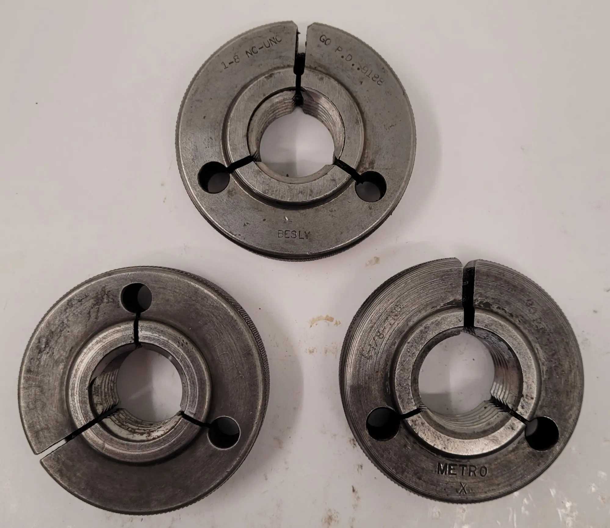 BESLY THREAD RING GAUGES – VARIOUS SIZES – SET OF 3 - MACHINE TOOLING