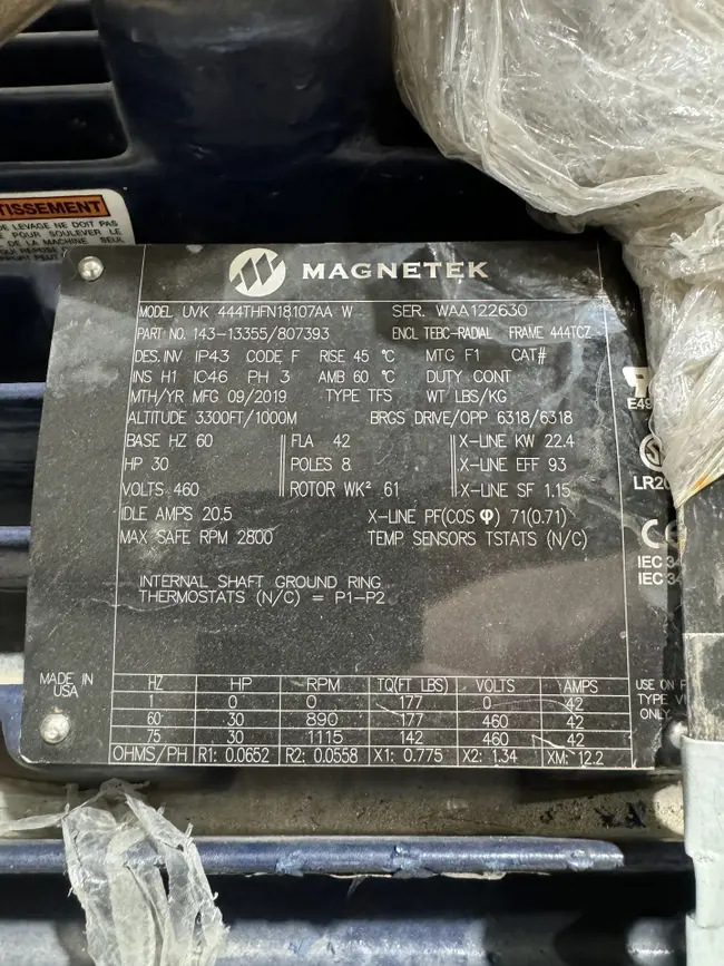 MAGNETEK UVK 444THFN18107AA W ELECTRIC MOTOR - undefined