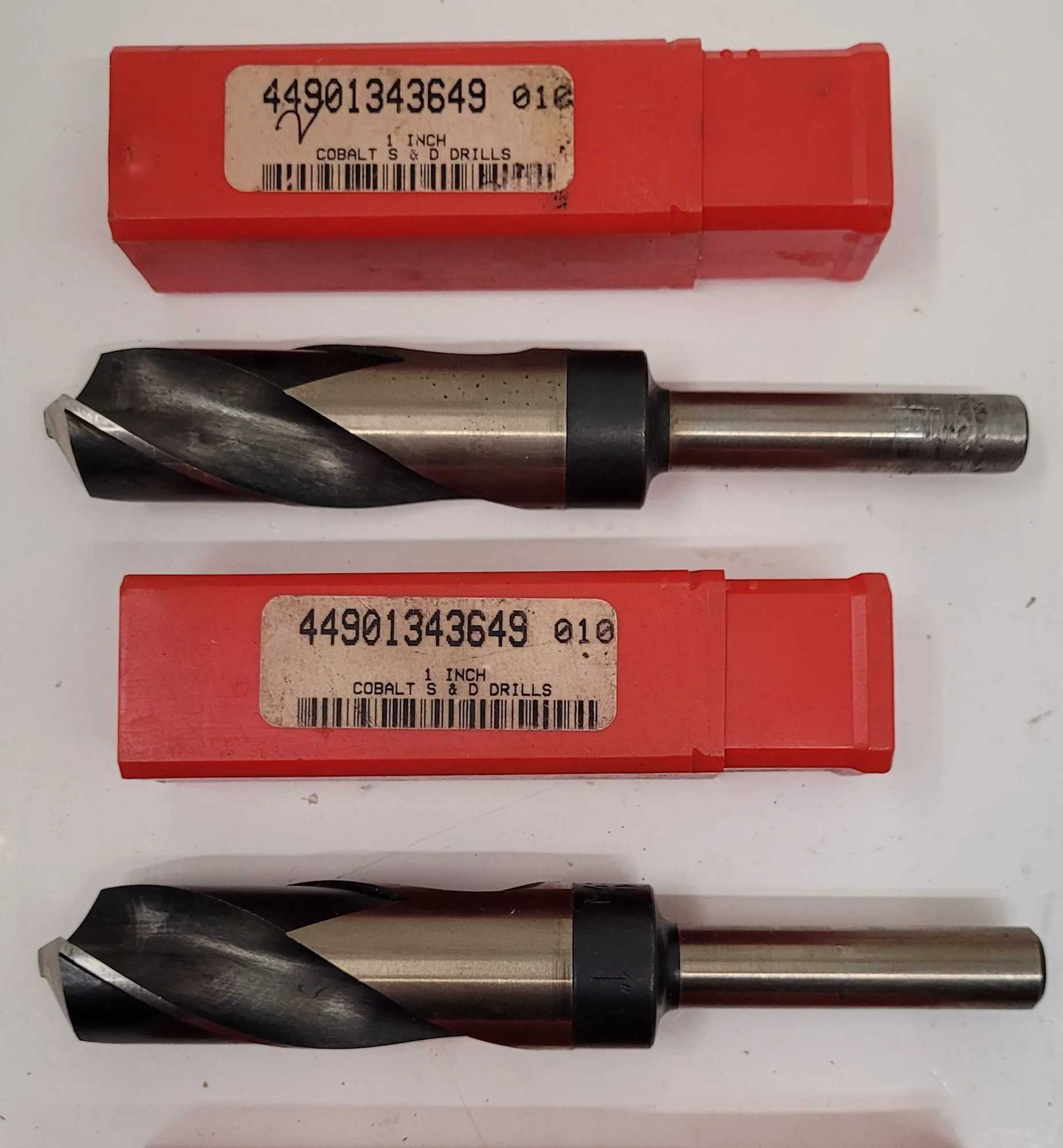 COBALT S&D DRILLS - SET OF 8, VARIOUS SIZES, STRAIGHT SHANKS (1/2" TO 1") - MACHINE TOOLING