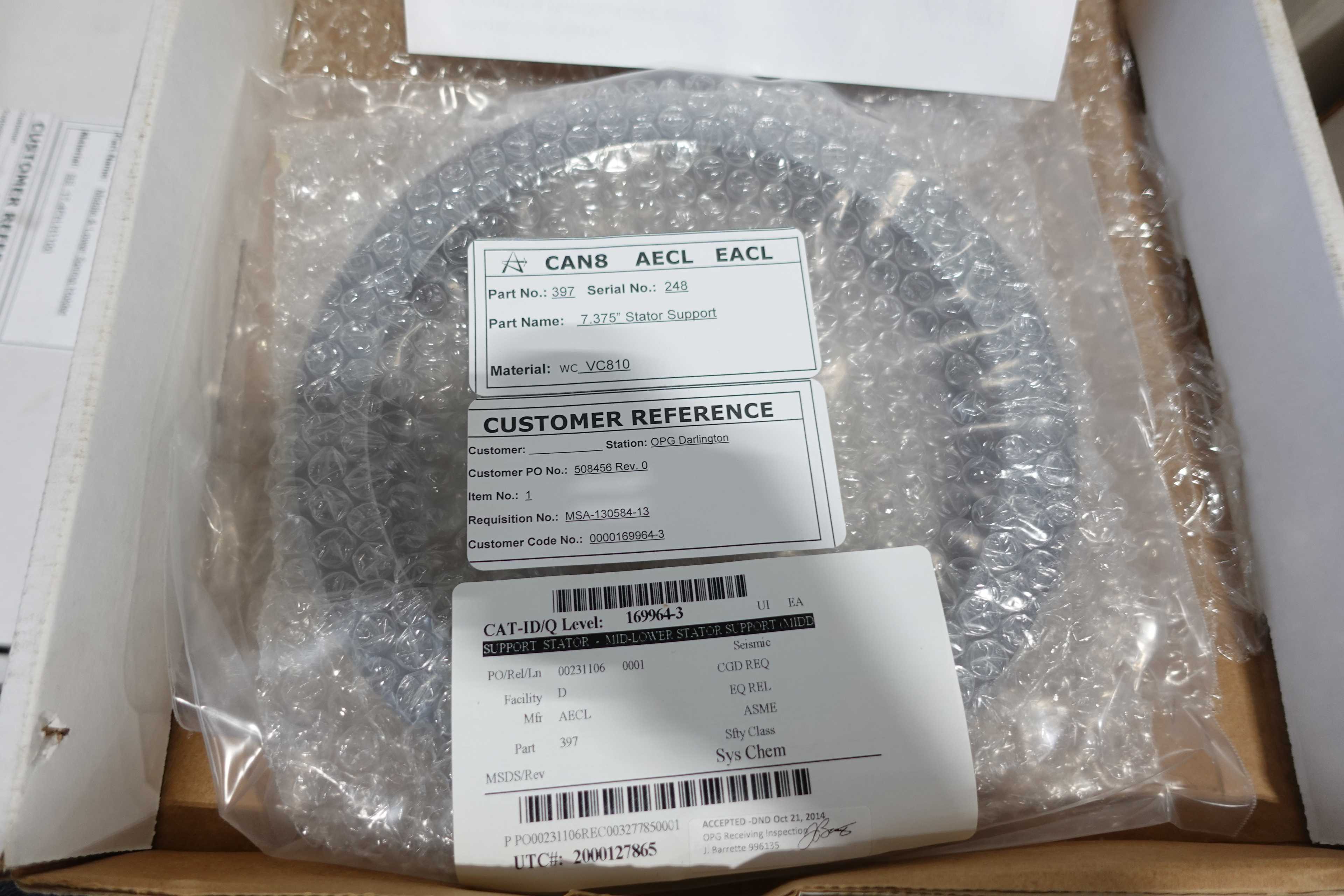 SKU 1724850 - PALLET OF ASSORTED AECL PUMP PARTS, SPRING HOLDERS, DRIVE RINGS, STATOR SUPPORTS - PUMP REPLACEMENT PARTS