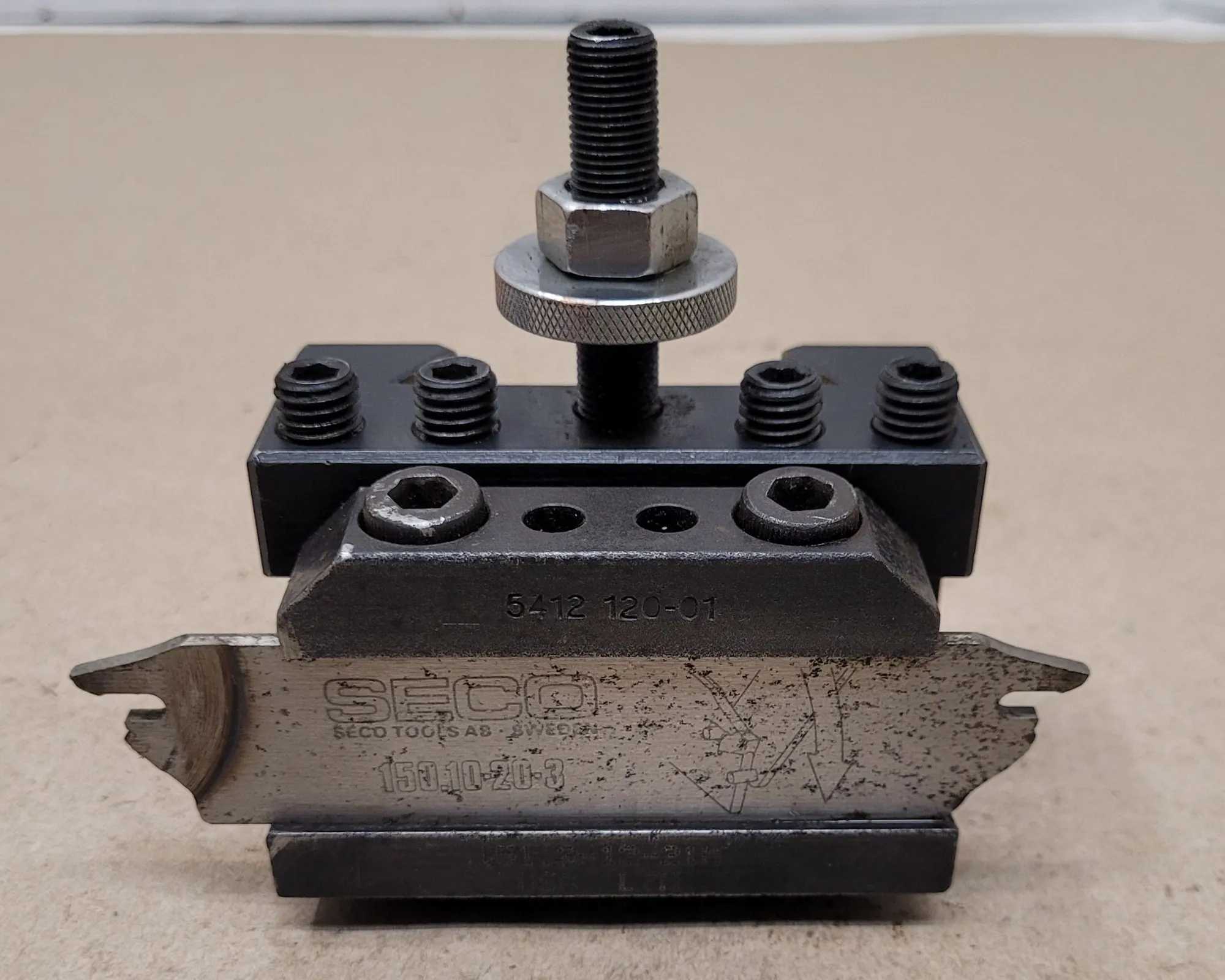 SHARS 250-301 CXA 1 QUICK CHANGE TOOL POST HOLDER W/ SANDVIK TOOL BLOCK AND SECO BLADE - MACHINE TOOLING