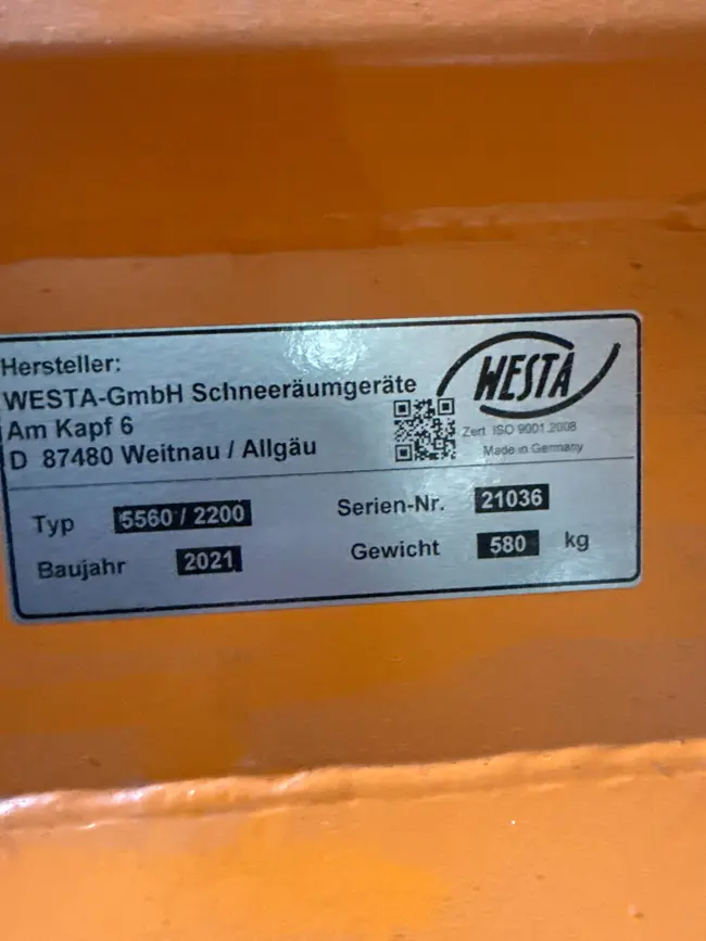2021 WESTA 5560 / 2200 SNOW BLOWER - undefined