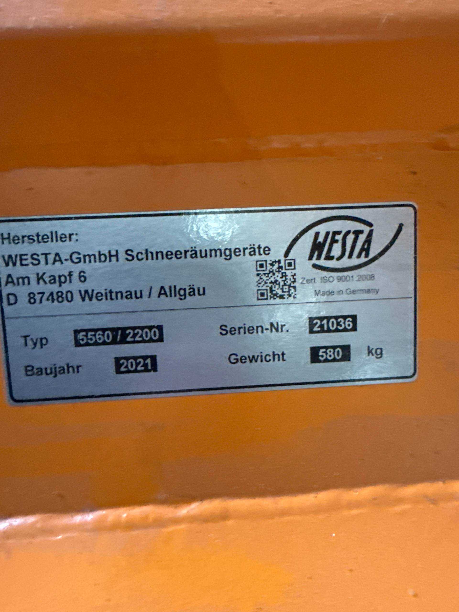 2021 WESTA 5560 / 2200 SNOW BLOWER - CONSTRUCTION EQUIPMENT ATTACHMENTS