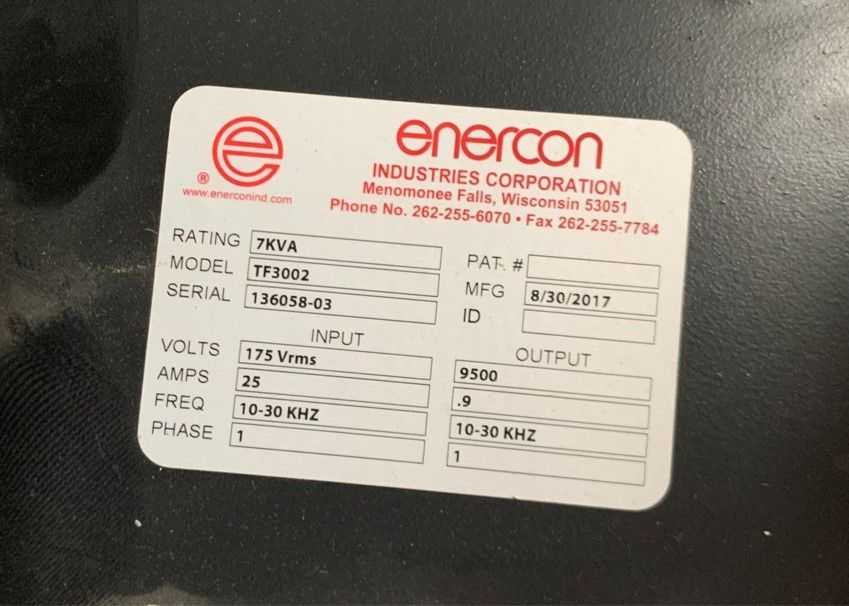 2017 ENERCON TF3002 PLASMA GENERATOR POWER SUPPLY MODULE - POWER SUPPLY MODULE