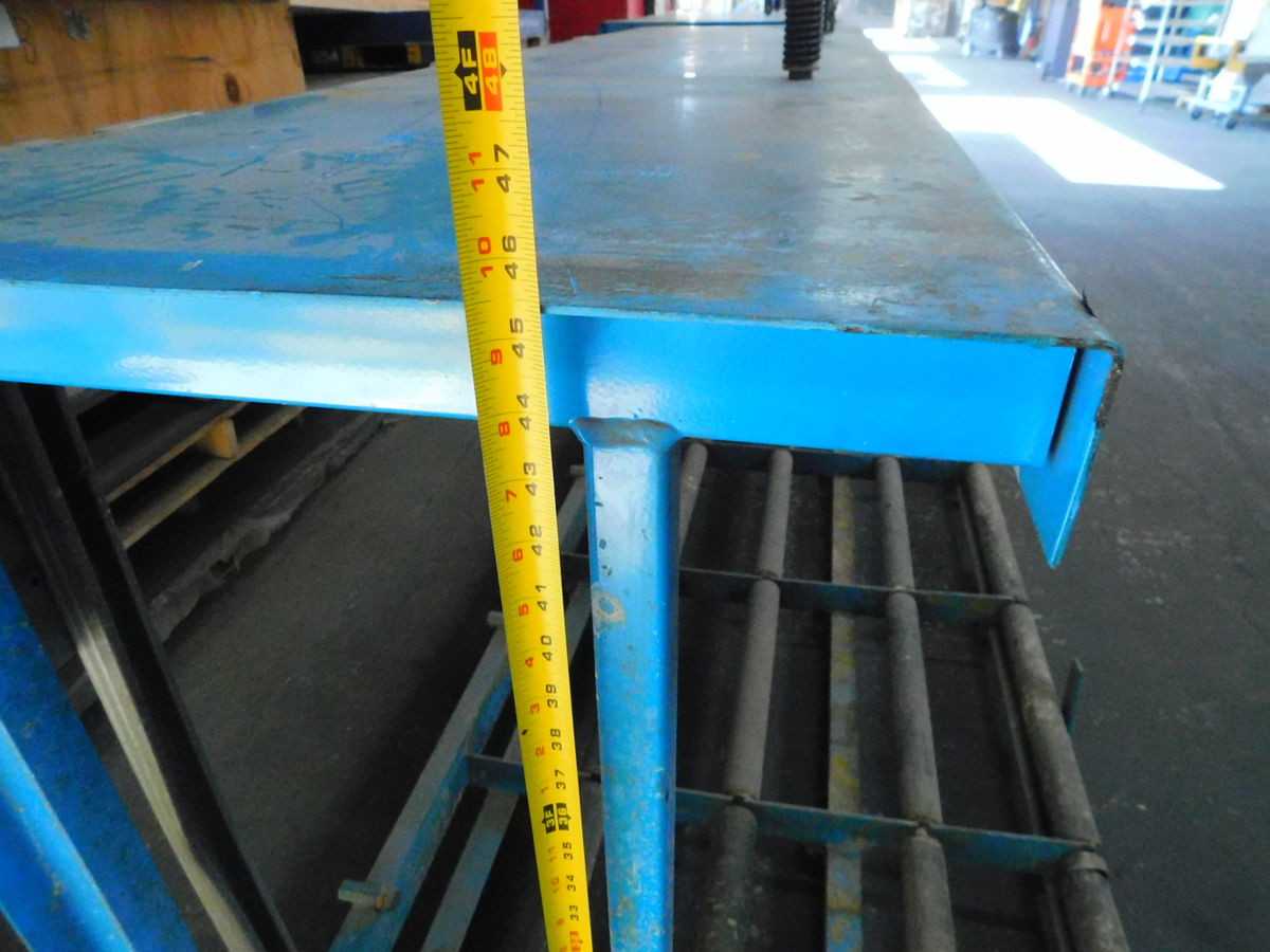 M6881 BATTERY ROLLER SERVICE STAND WITH CHARGER SHELF, 93 IN WIDTH, 41 IN DEPTH, 45 IN HEIGHT - WORK TABLES