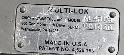 CHICK MODEL ML4B08 MULTI-LOK 4-SIDED TOMBSTONE WITH 4 VISES ATTACHED - MACHINE TOOLING