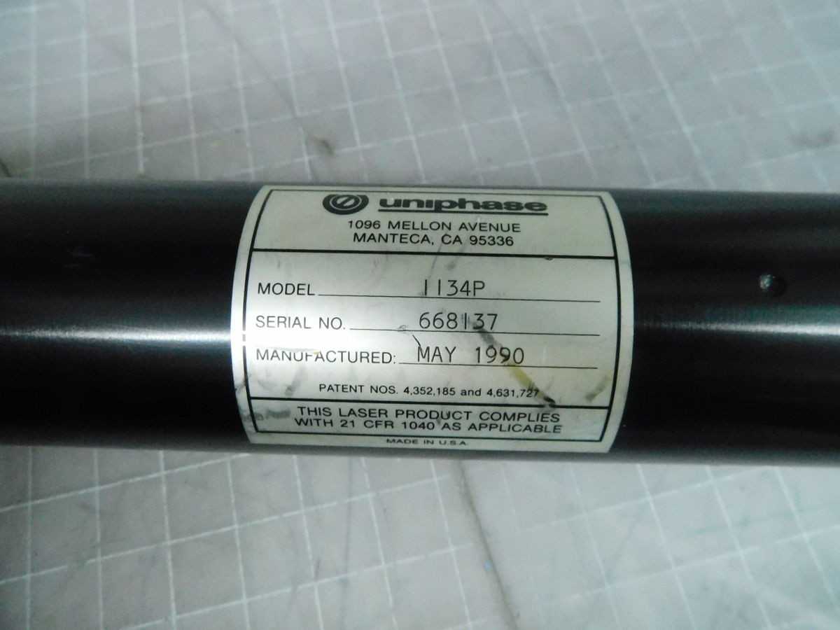 UNIPHASE 1134P, 216-1 LASER HELIUM-NEON/20MW+POWER SUPPLY - LAB & SCIENTIFIC