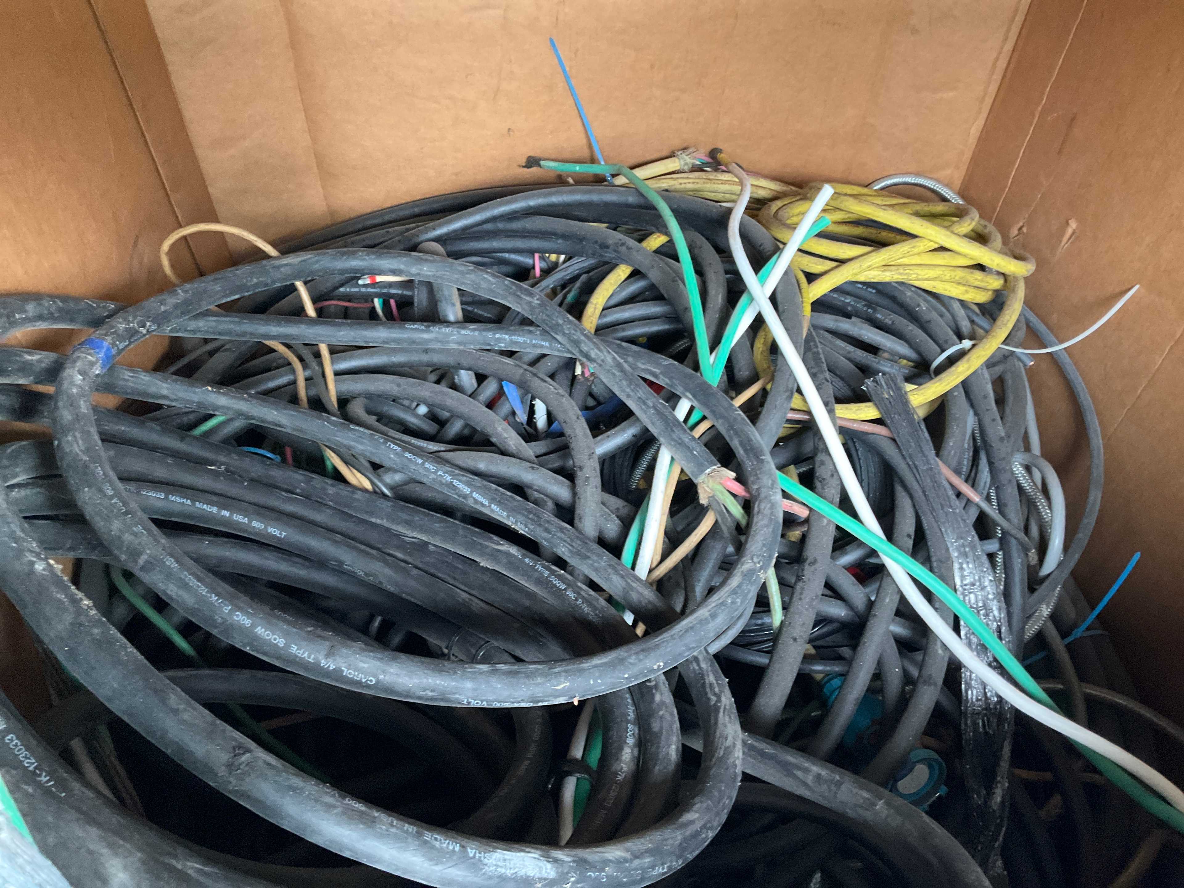 CARBOARD BOX OF CABLES - ELECTRICAL WIRE