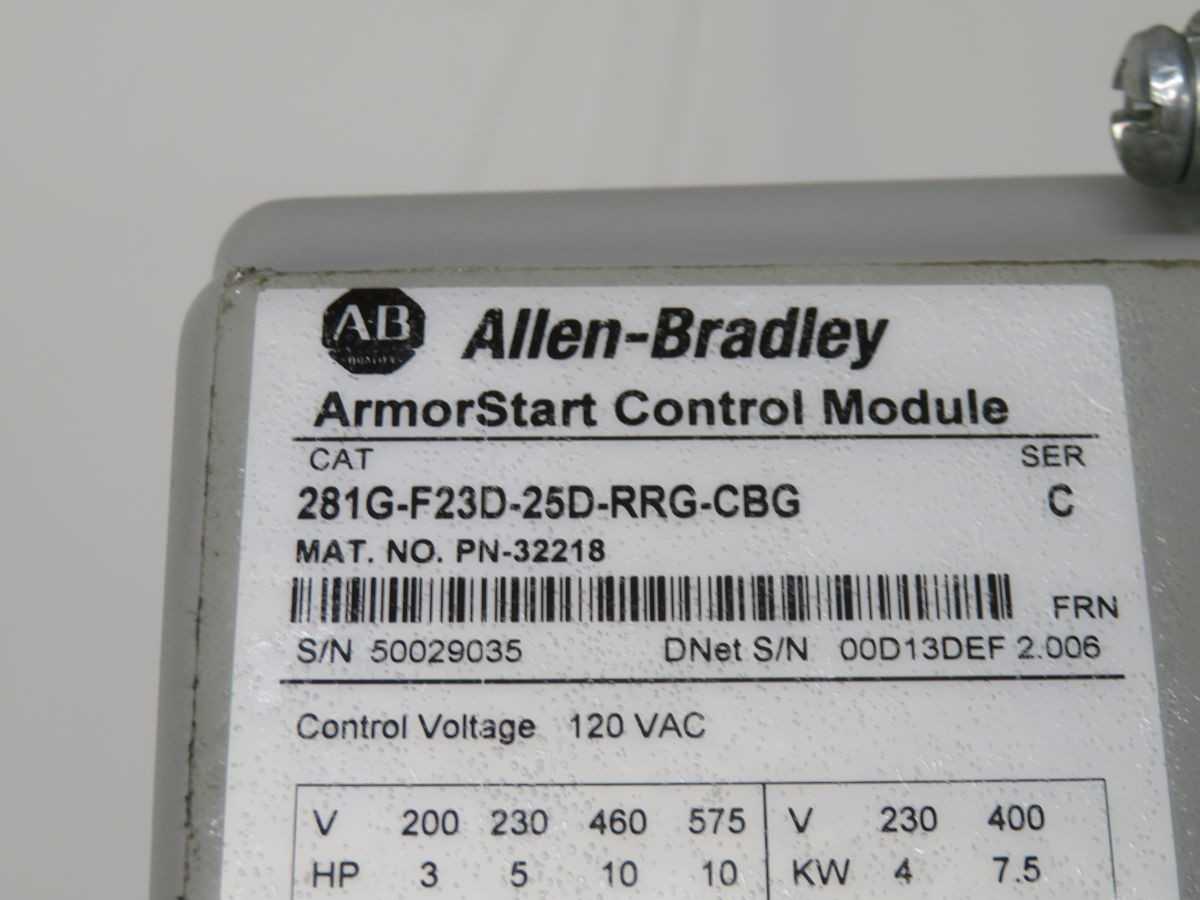 ALLEN BRADLEY 281G-F23D-25D-RRG-CBG 280G-FN-25-RG DUAL-MOTOR ARMORSTART STATION T269150 - MOTOR DRIVES