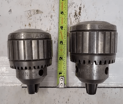 JACOBS BALL BEARING DRILL CHUCK SET (NO 16 1/8-5/8" CAP & NO 14 0-1/2" CAP) - MACHINE TOOLING