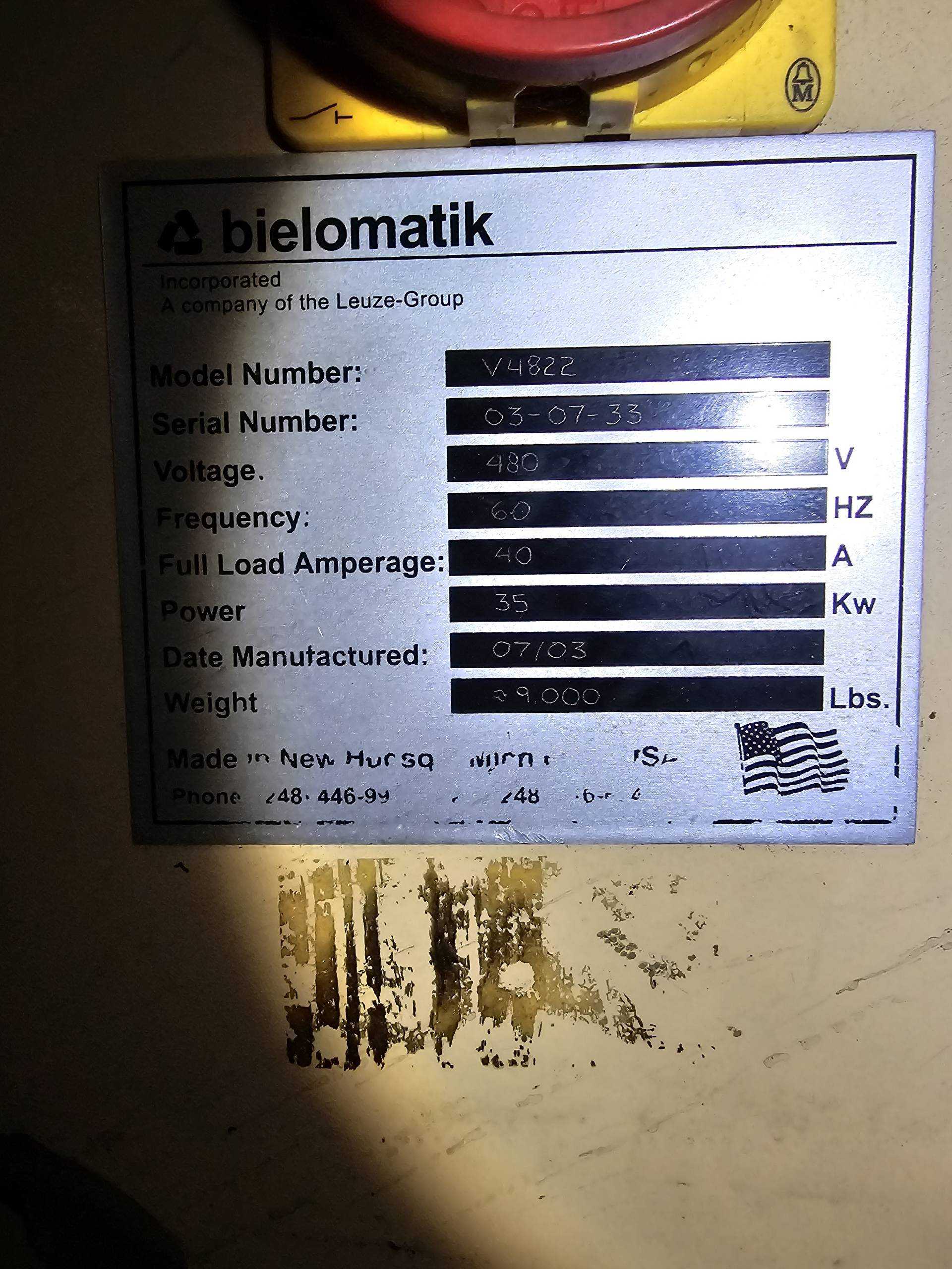 2003 BIELOMATIK  V4822 CNC VIBRATION WELDER - PLASTIC MANUFACTURING MACHINERY