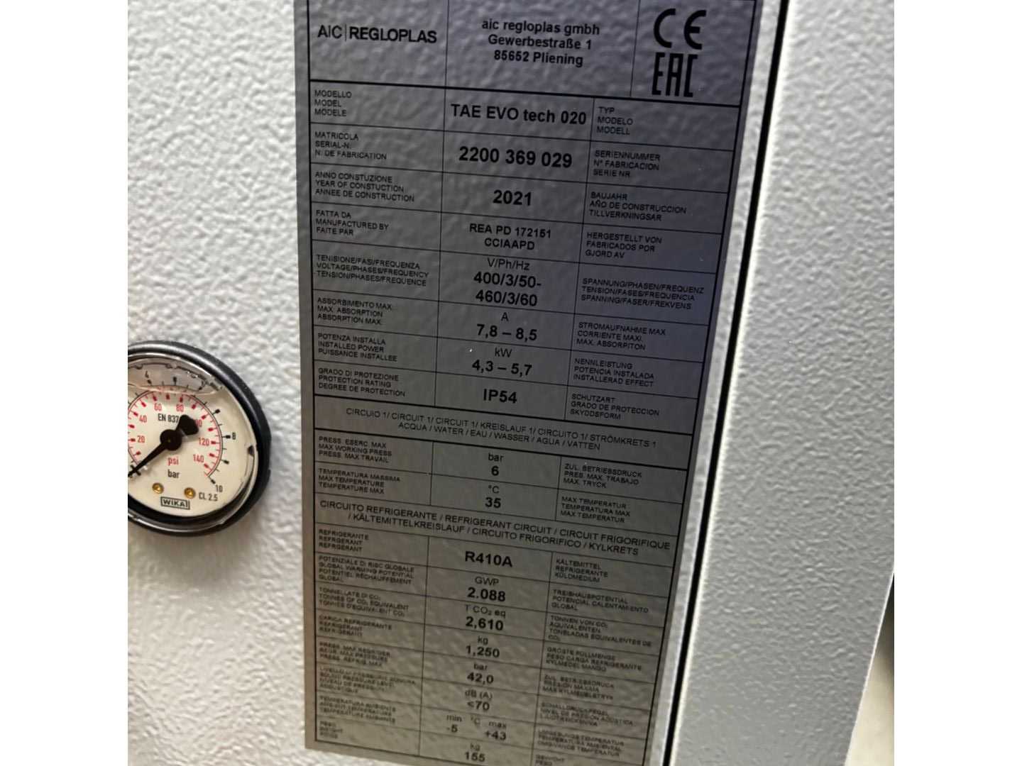 2021AIC REGLOPLAS TAE EVO TECH 020 CHILLER - CHILLERS