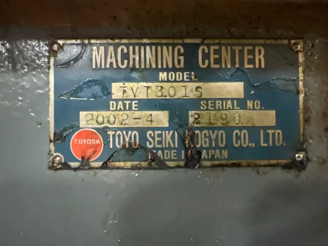 2002 TOYOSK TVT301S VERTICAL MACHINING CENTER - undefined