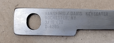 HANSFORD DAVIS D-4205 KEYSEATER BROACH, 3/16" WIDTH, 20" LENGTH - MACHINE TOOLING