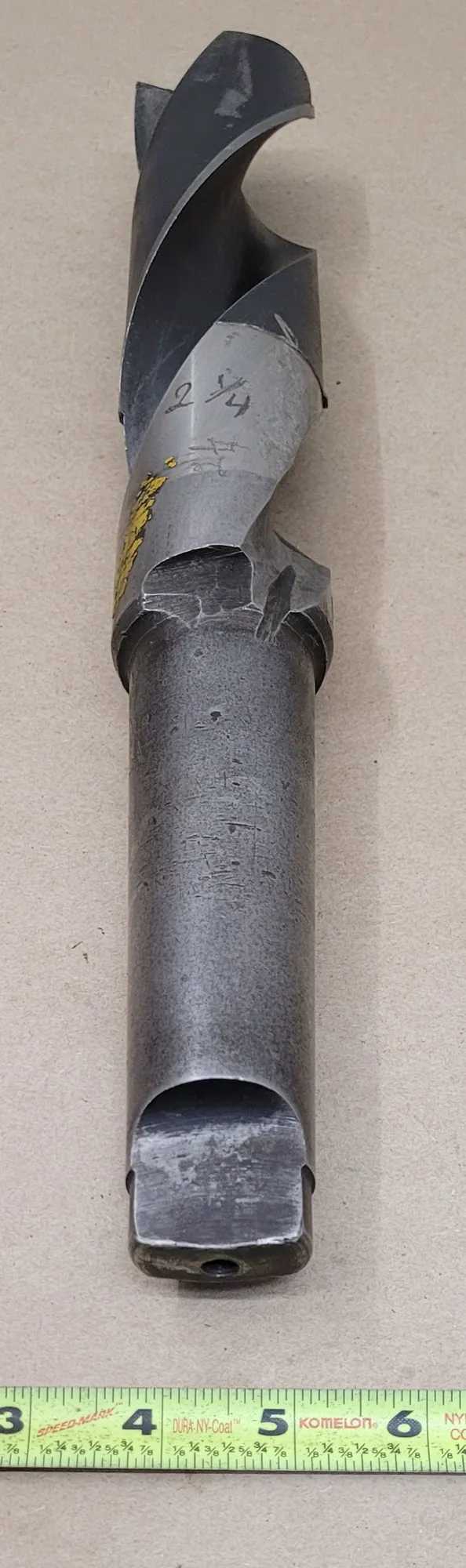 2-1/4" TWIST DRILL, 5MT MORSE TAPER SHANK, 16" OAL, 9-1/2" FLUTE, 6" SHANK, 2 SPIRAL FLUTES - MACHINE TOOLING