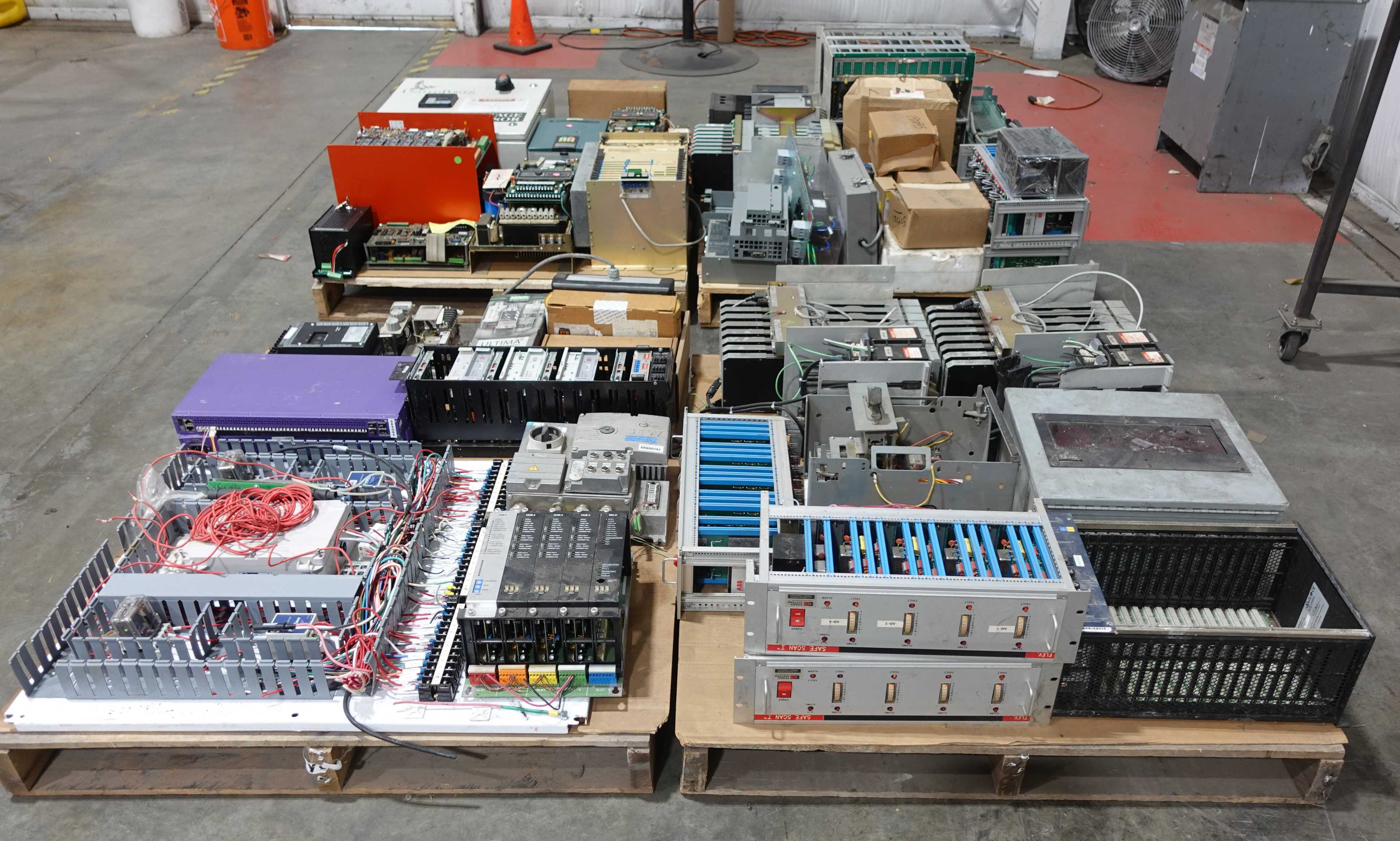 4 PALLETS OF ASSORTED AUTOMATION, MODULES, CHASSIS, MOTOR DRIVES, CONTROLLERS, POWER SUPPLIES - AUTOMATION & CONTROLS