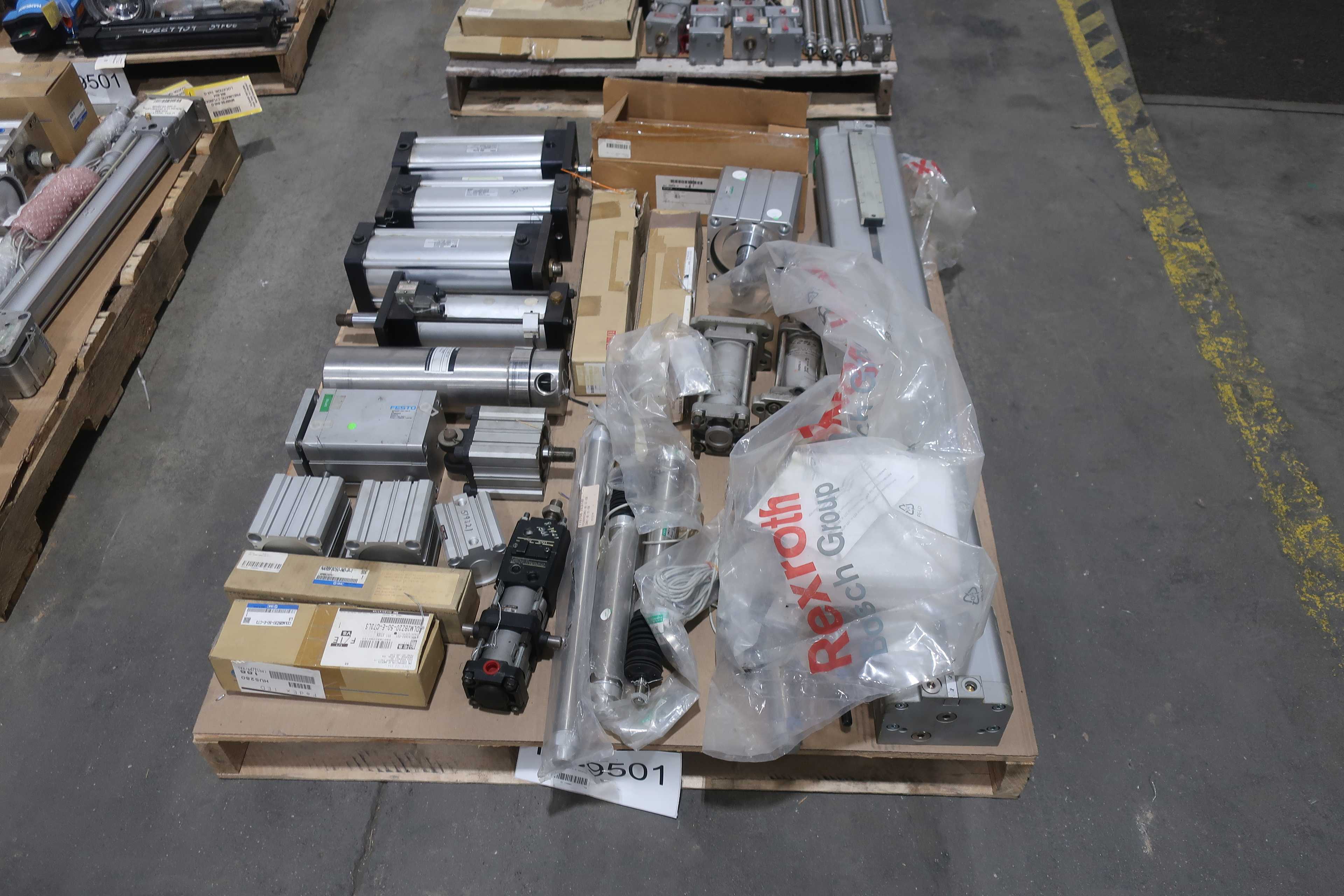 SKU 1739501 - 4 PALLETS OF ASSORTED PNEUMATICS - PNEUMATIC PARTS