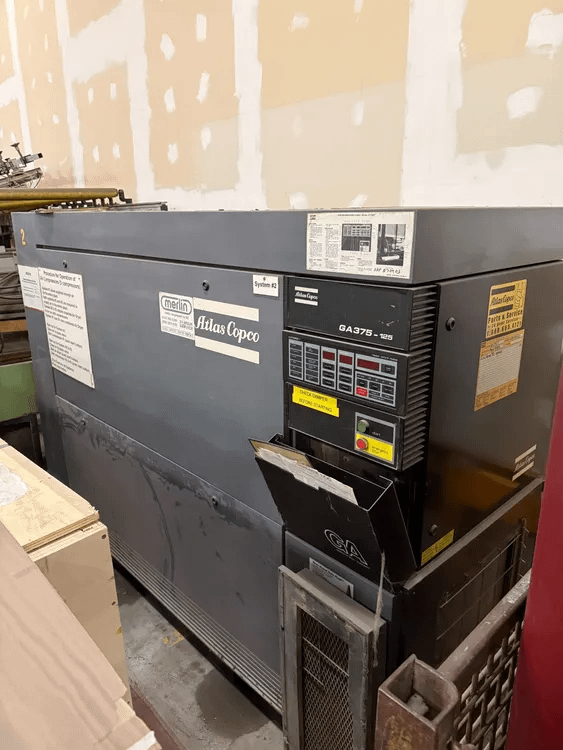 ATLAS COPCO GA375-125 ROTARY SCREW COMPRESSOR 100HP 460V 60HZ 3PH 108 PSI 210 L/S 1500 R/MIN - STATIONARY AIR COMPRESSOR