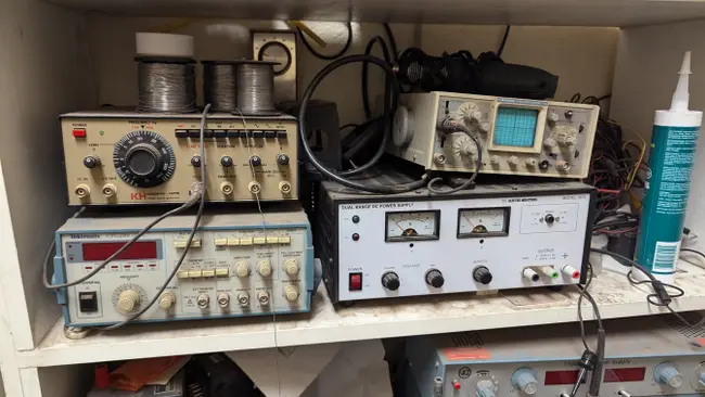 QTY 2: DESK WITH CONTENTS INCLUDING TEST EQUIPMENT - undefined