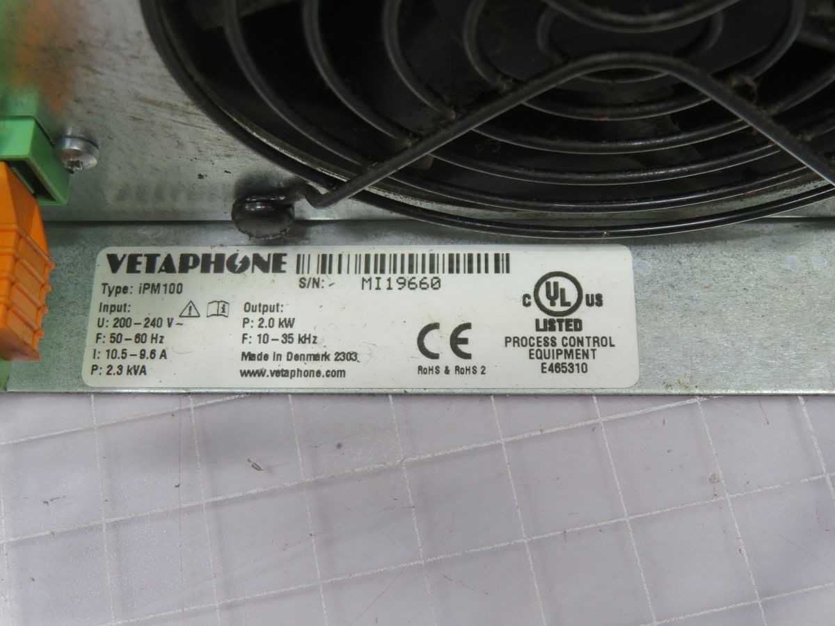 VETAPHONE IPM 100 CORONA/PLASMA DRIVE, 2 KW OUT, 200-240V IN, 10.5-9.6A IN, 2.3 KVA APPARENT - POWER SUPPLIES