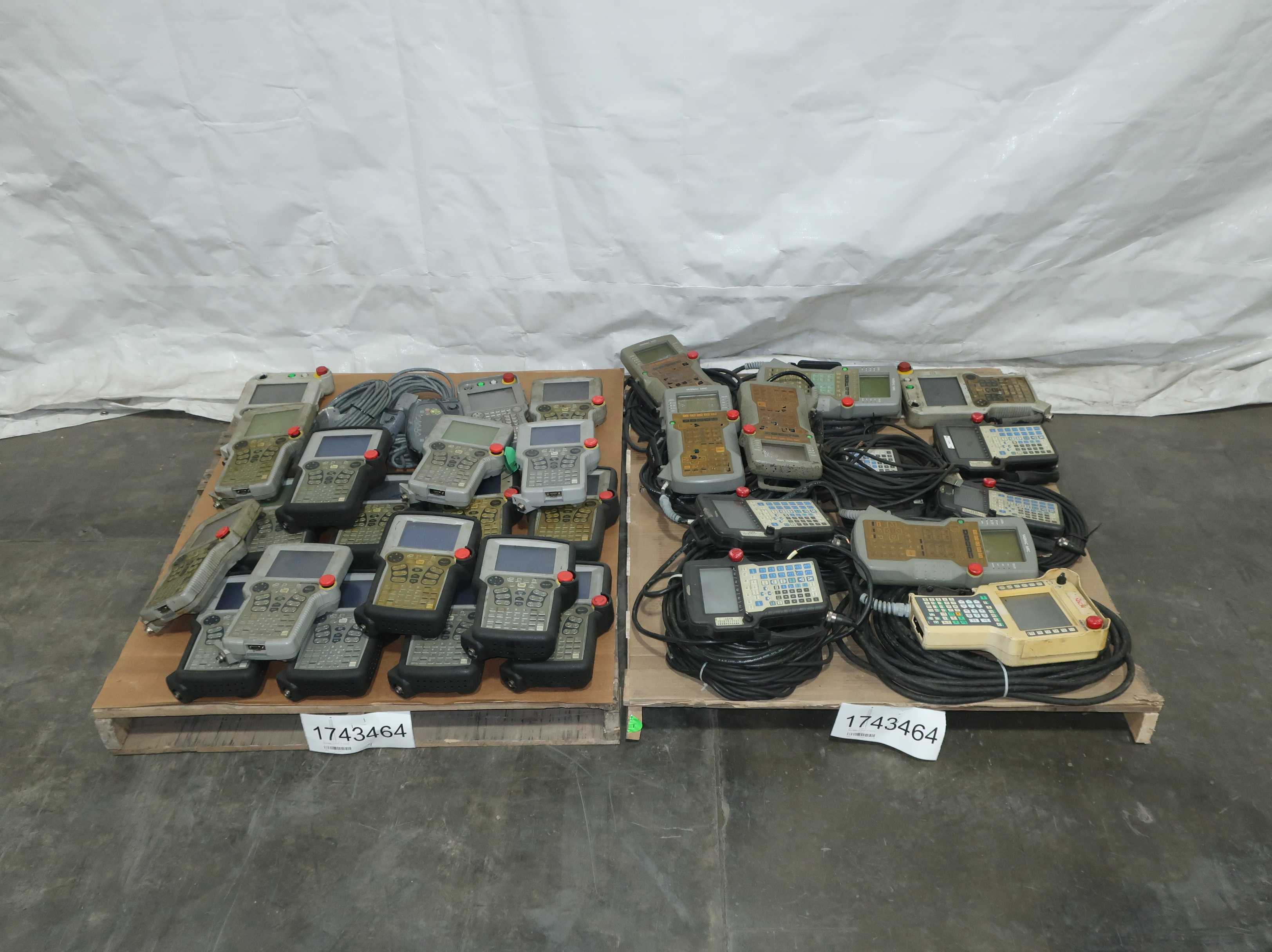 SKU 1743464 - 2 PALLETS OF ASSORTED TEACH PENDANTS, NACHI, YASNAC, YASKAWA, MOTOMAN, ABB, FANUC - TEACH PENDANTS