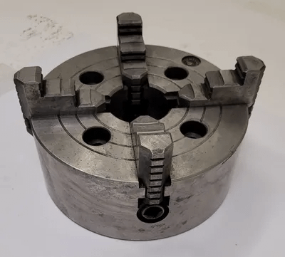 YAMAKAWA 4 JAW LATHE CHUCK, 6-1/4" OVERALL DIAMETER, FOR SUPER SPACER APPLICATION - MACHINE TOOLING