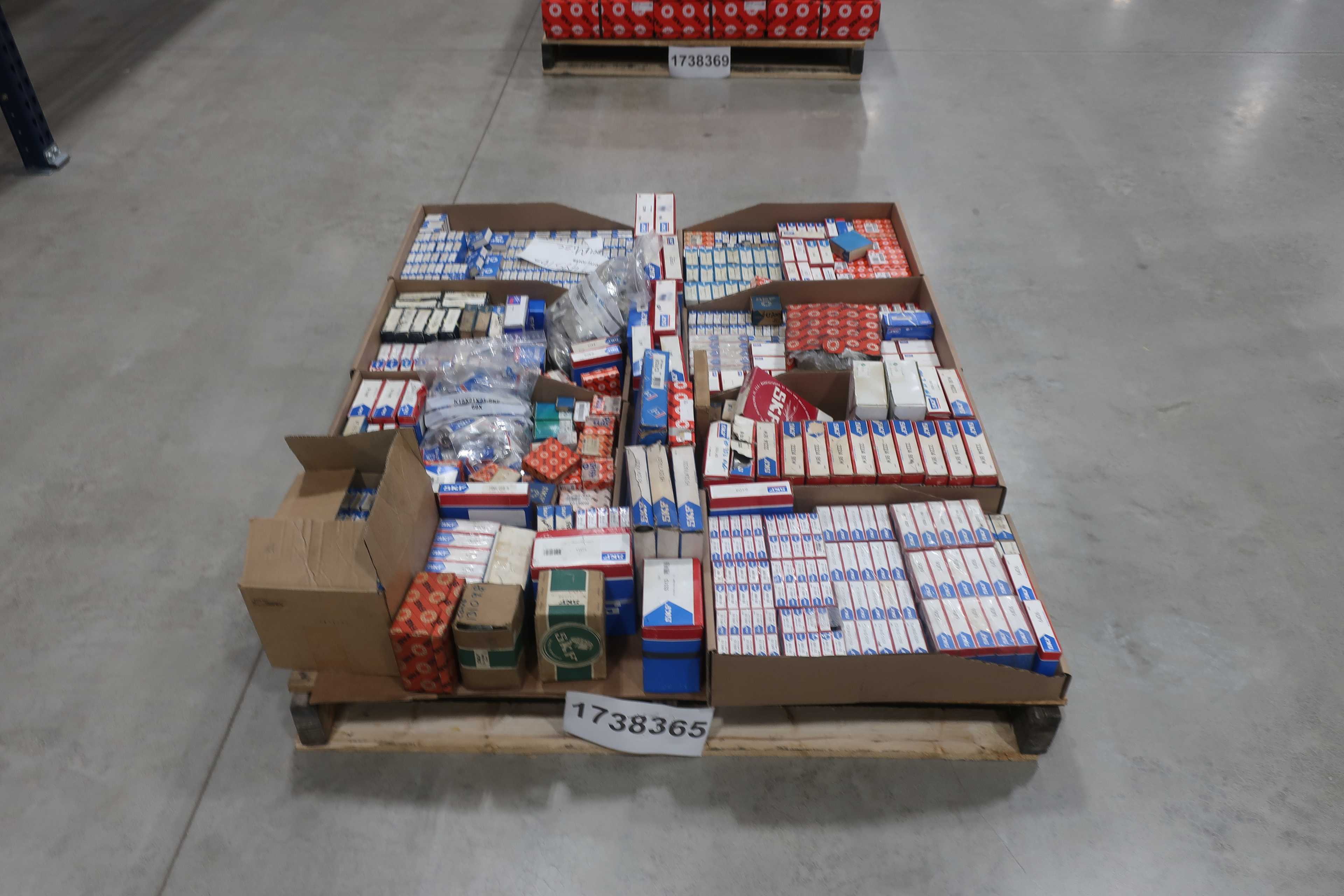 SKU 1738365 - PALLET OF ASSORTED ROLLER BEARINGS, SKF, FAG, RHP, NSK, INA