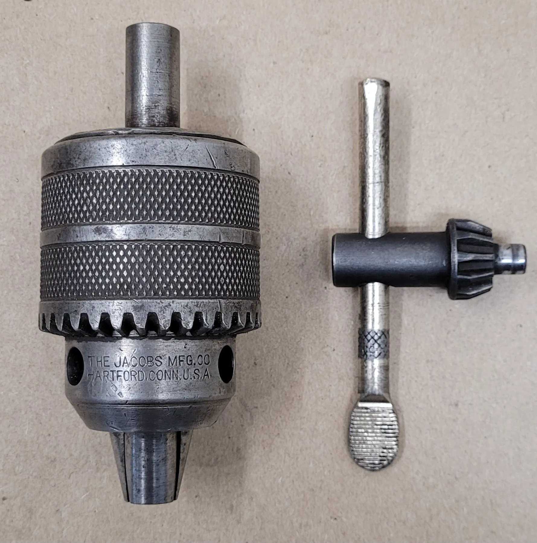 JACOBS NO. 34 DRILL CHUCK, 0"-1/2" CAPACITY, 1/2" X 1" STRAIGHT SHANK, K3 KEY INCLUDED - MACHINE TOOLING
