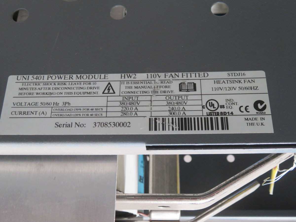 NIDEC 5401 DRIVE, 3-PHASE, 160 KW POWER, 300 A CURRENT, 380-480V INPUT, 50/60 HZ FREQ - AC VFD DRIVES