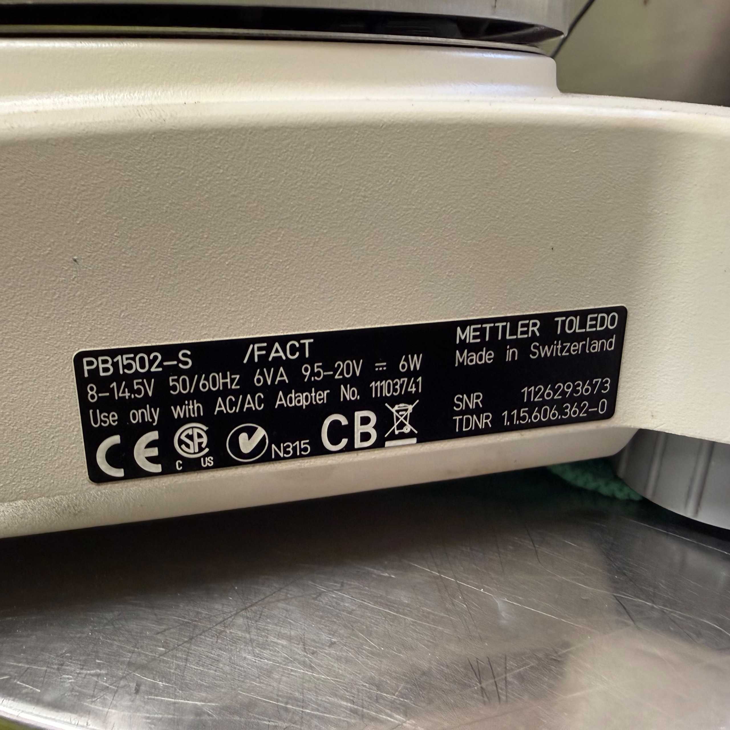 METTLER TOLEDO PB1502-S/FACT BALANCE - LAB & SCIENTIFIC