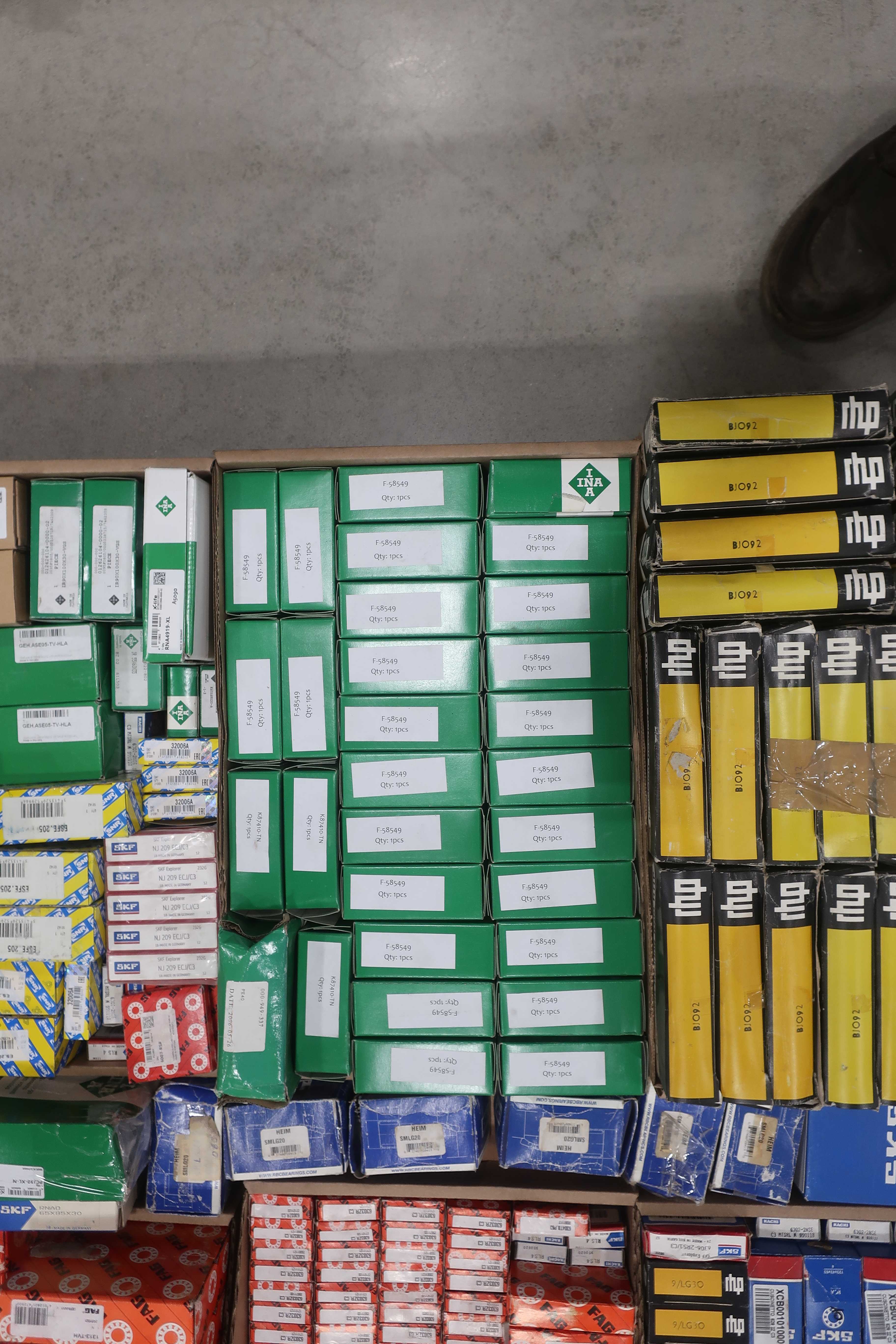 SKU 1738385 - PALLET OF ASSORTED BEARINGS, RHP, SKF, TIMKEN, IKO, MCGILL, NACHI, FAG, SNR, INA - BEARINGS