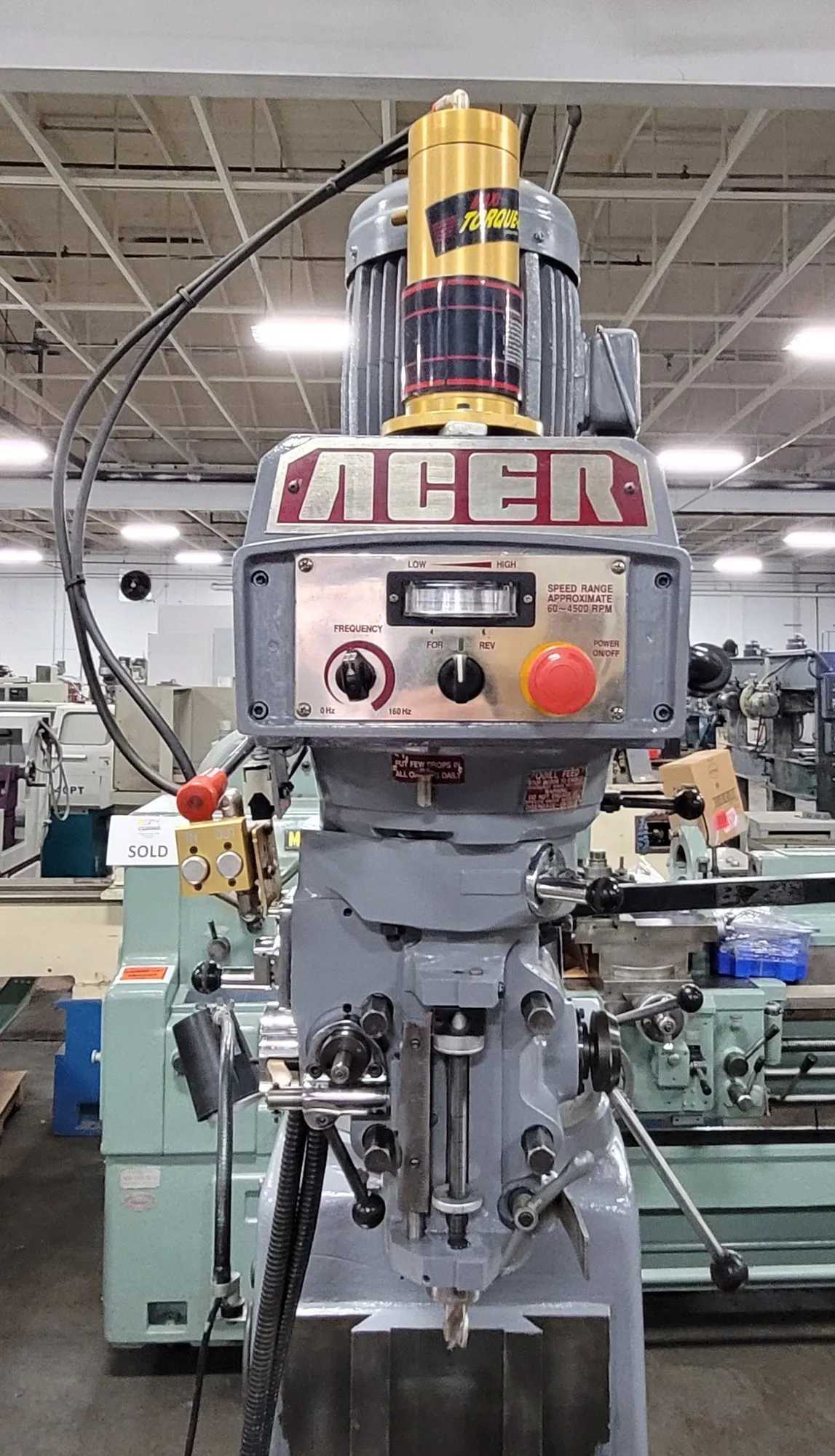 ACER 3CVS MILL W/ X-AXIS POWER FEED, MAXI RITE POWER DRAWBAR, NEWALL DRO, R8 SPINDLE TAPER - MILLING MACHINES