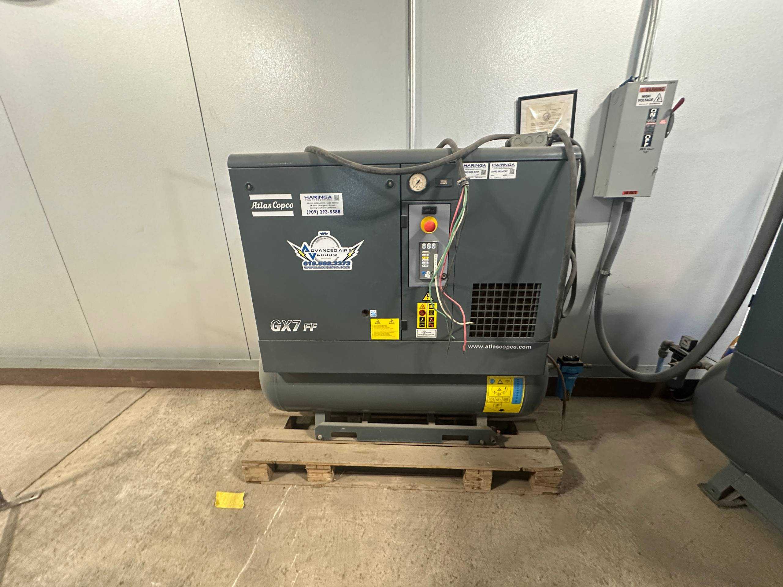 2016 ATLAS COPCO GX7FF EL STATIONARY AIR COMPRESSOR - STATIONARY AIR COMPRESSOR