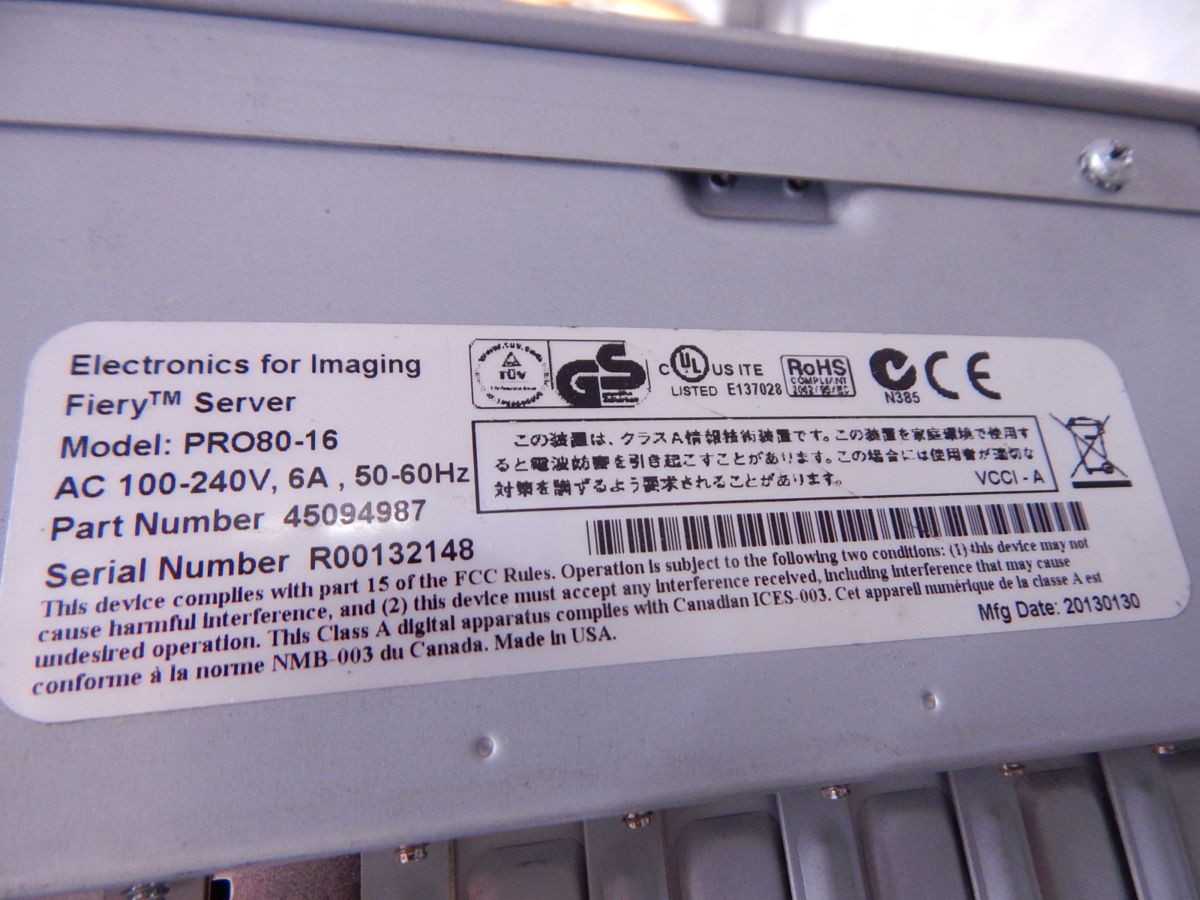 FIERY PRO80-16, INDUSTRIAL INSTRUMENTS, 120 VAC POWER, SINGLE-PHASE - AUTOMATION & CONTROLS