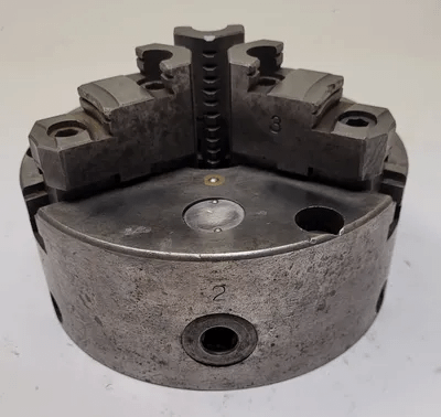 YAMAKAWA 6-1/2" 3 JAW LATHE CHUCK, 2" CENTER HOLE, FLAT BACK, MADE IN JAPAN - MACHINE TOOLING