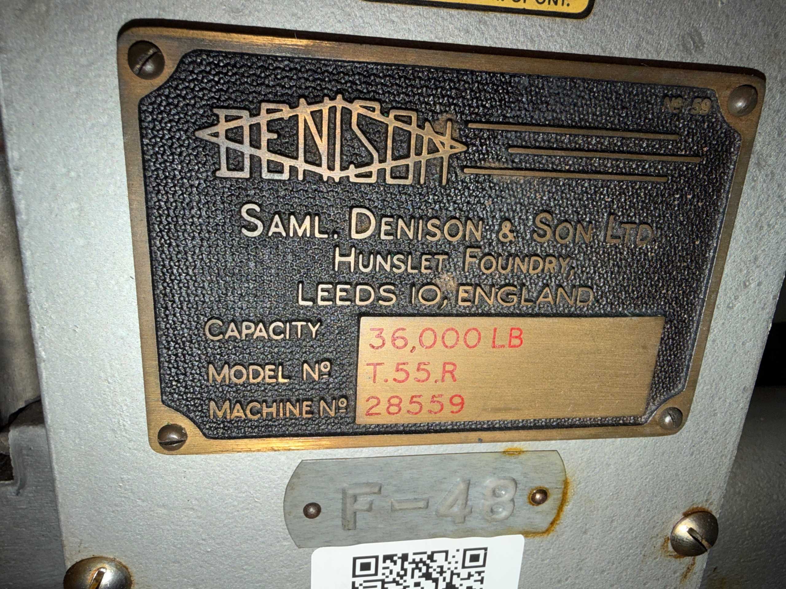 DENISON T-55R TENSILE STRESS RELAXATION TESTER, 36,000 LBS CAPACITY - MATERIAL TESTING
