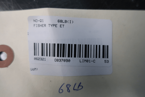 SKU 837090 - FISHER TYPE ET 655 PNEUMATIC STEEL FLANGED CONTROL VALVE 1IN 300 - CONTROL VALVE
