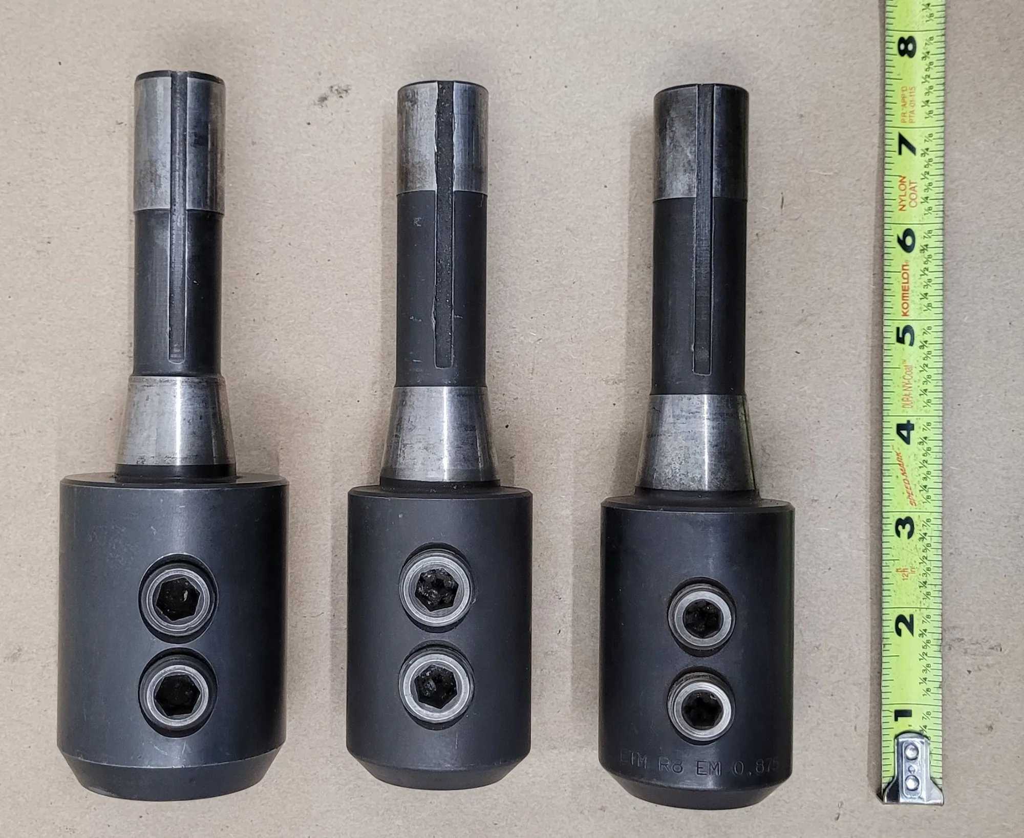 ETM R8 END MILL HOLDER SET, 3 PIECES, 1", 7/8", STANDARD R8 TAPER SHANK - MACHINE TOOLING