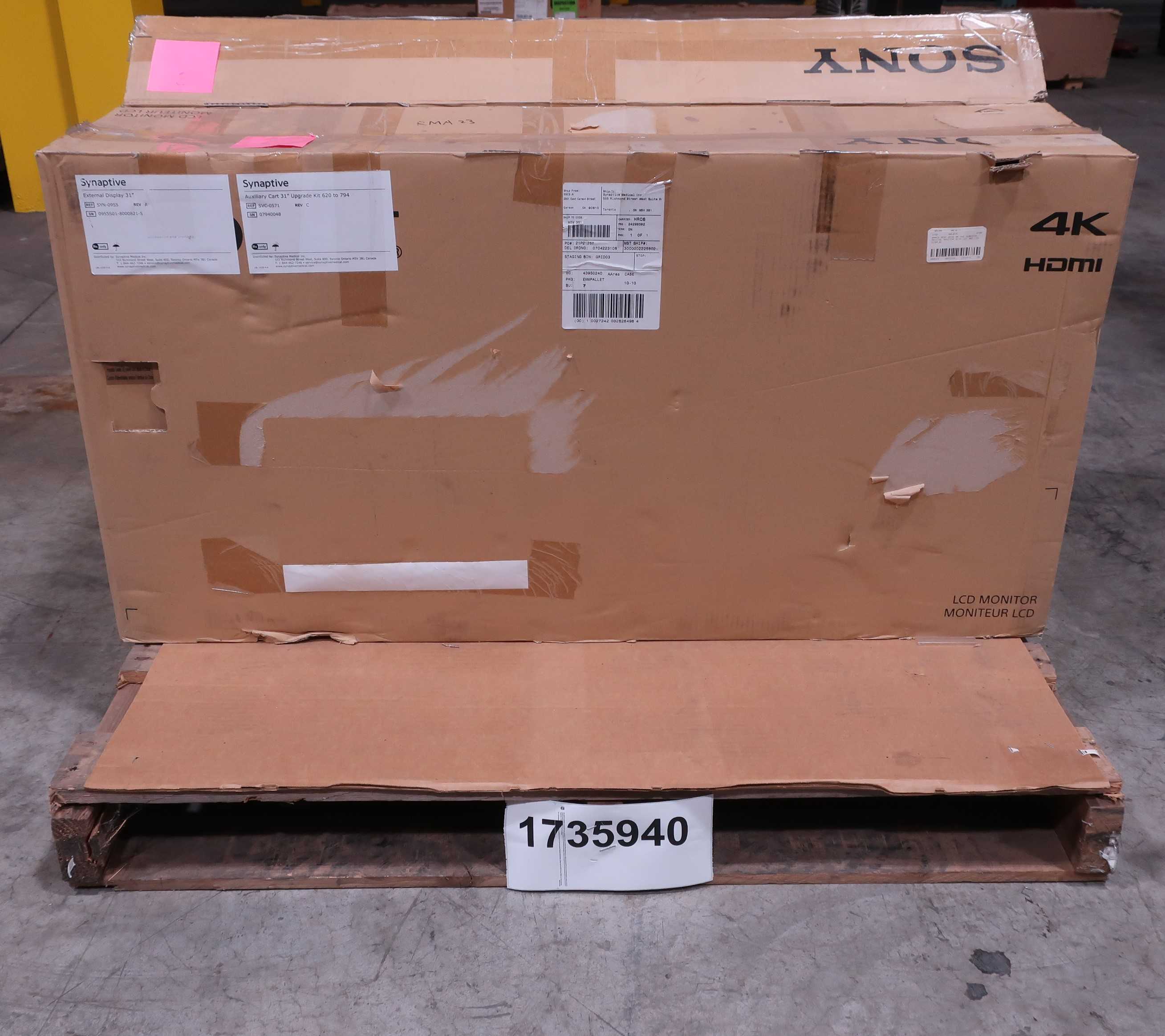 SKU 1735940 - LOT OF 2 SONY, LCD MONITORS, 4K HDMI - LAB & SCIENTIFIC