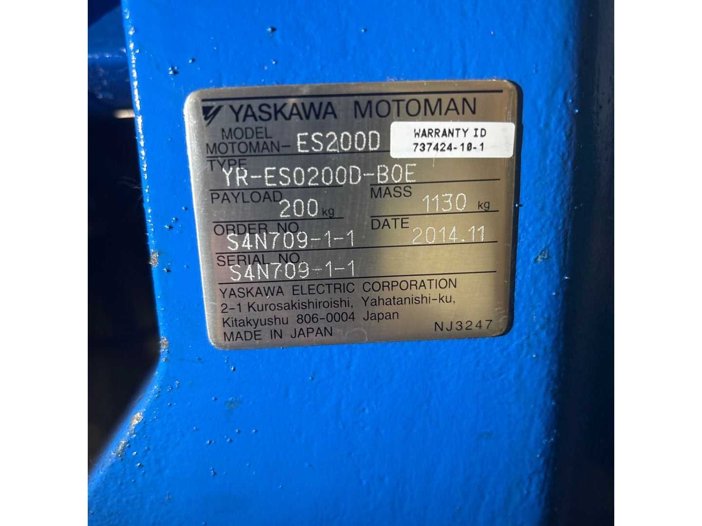 2014 YASKAWA MOTOMAN-ES200D ARTICULATED ROBOT - ARTICULATED ROBOTS