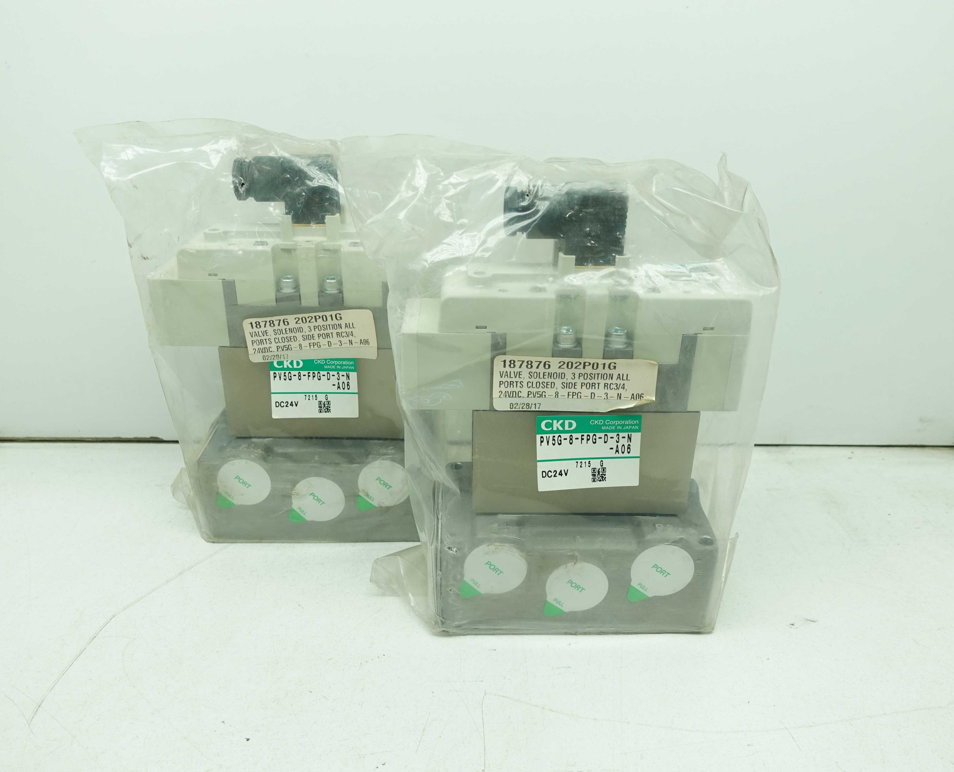 LOT OF 2 CKD PV5G-8-FPG-D-3-N-A06 SOLENOID VALVES - SOLENOID VALVE