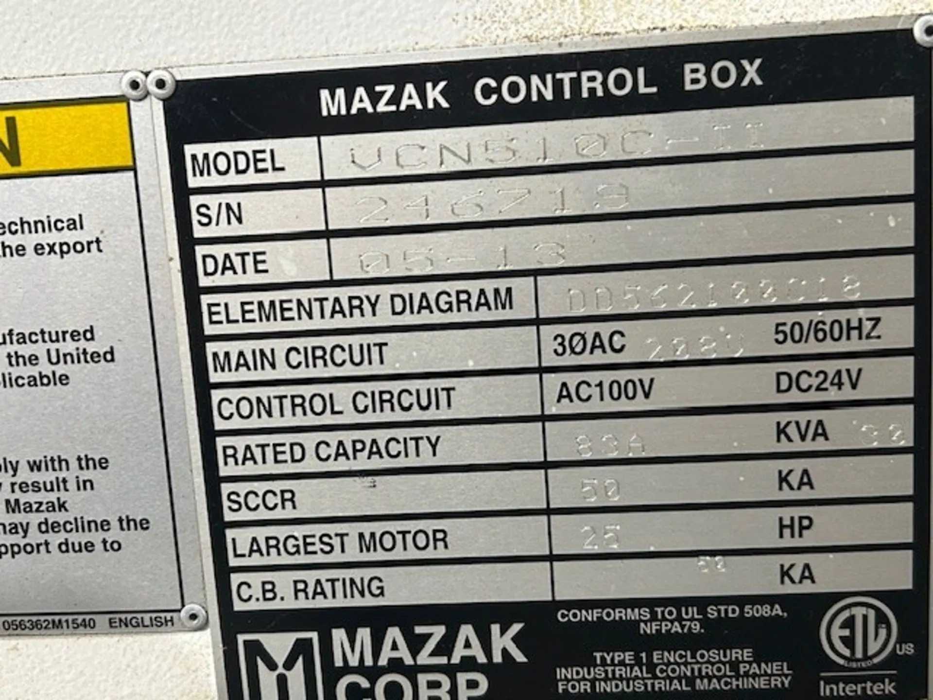 2013 MAZAK NEXUS 510C-II CNC MACHINING CENTER 4-AXIS X41.3 Y20 Z20 12000RPM 30ATC TSC - VERTICAL MACHINING CENTERS