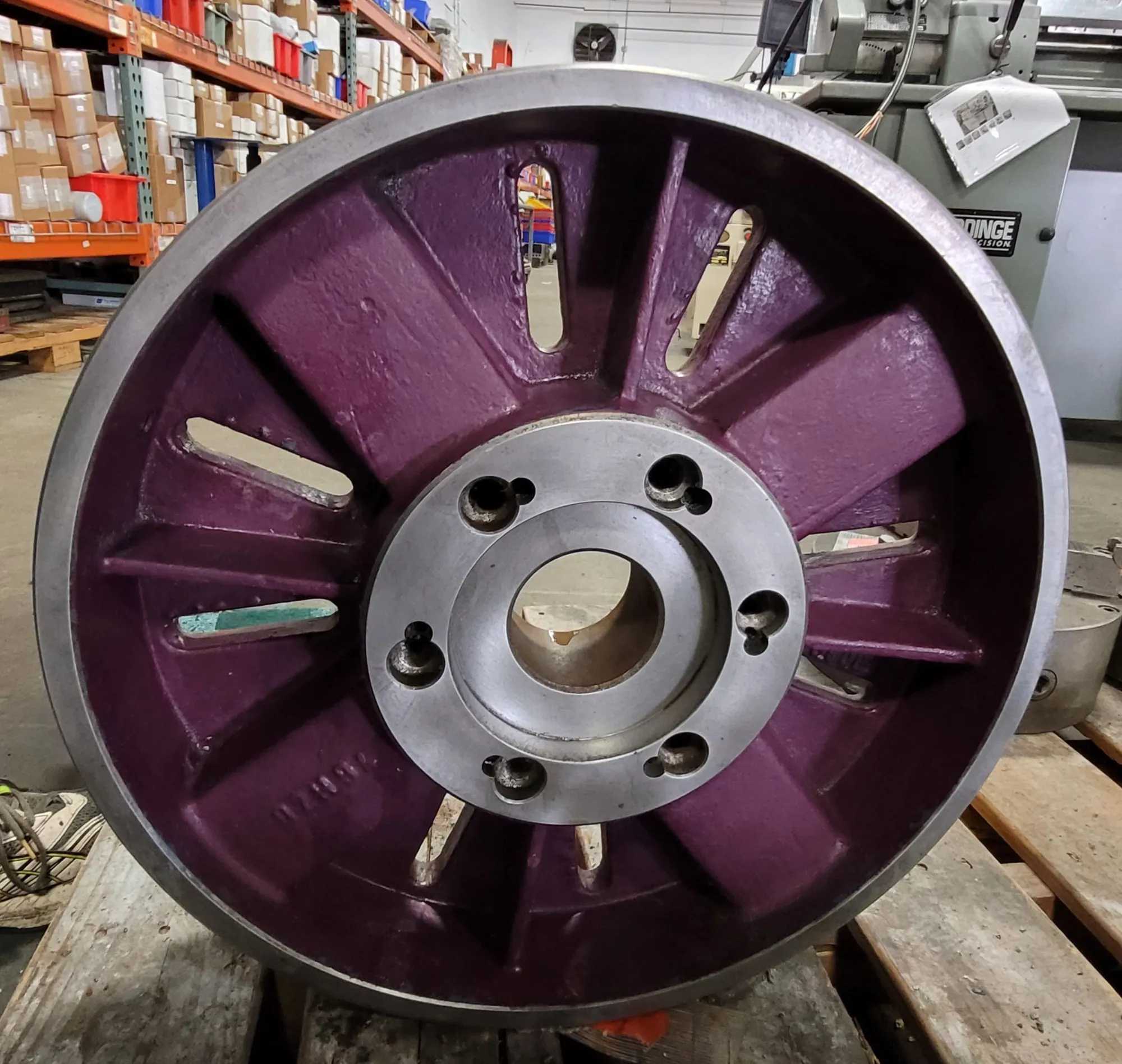CMEC 4 JAW LATHE CHUCK, 19-3/4IN OVERALL DIAMETER, 3IN CENTER HOLE, D1-8 BACK - MACHINE TOOLING